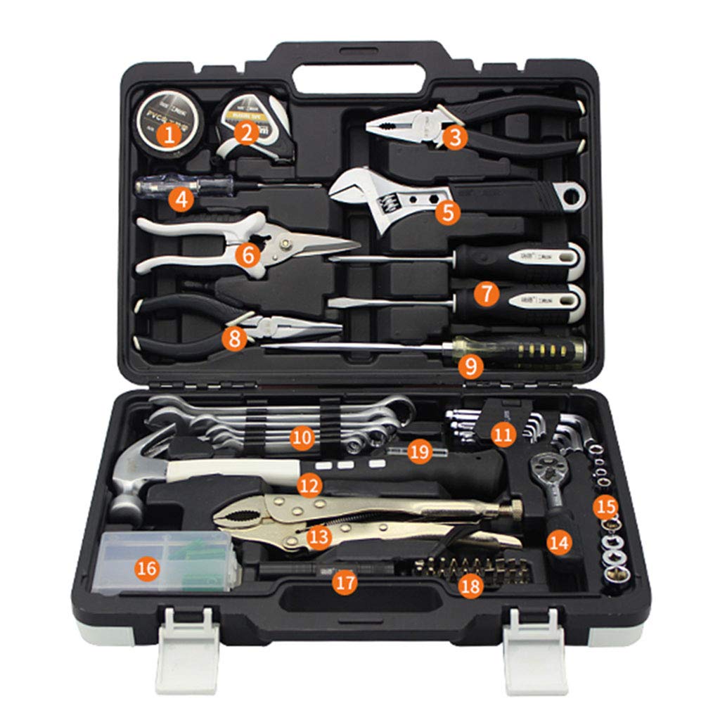 LVGJX Multi-Piece Wrench Set - Complete Home Tool Kit with Industrial-Grade PE Plastic Toolbox | Combination Wrenches, Manual Tools & Storage Box for DIY Repairs, Automotive Maintenance & Household Fixes