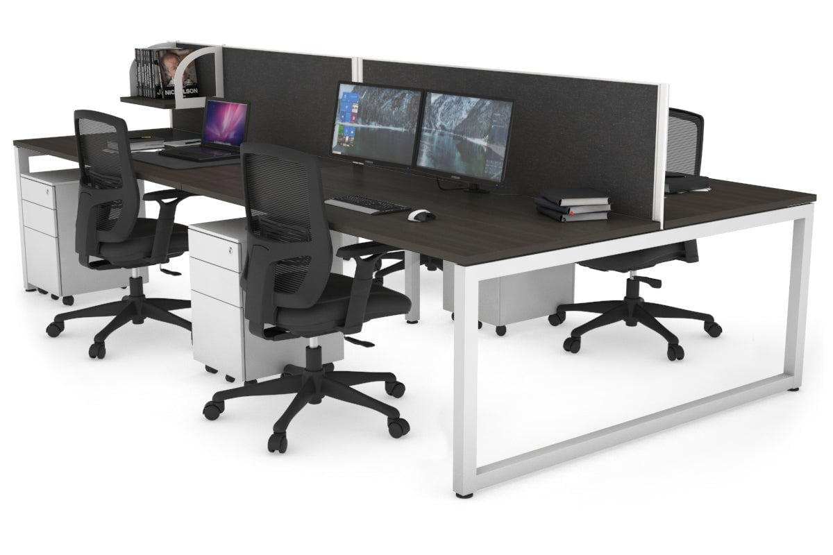Quadro Loop Legs 4-Person Office Workstation - 1600L x 800W with Cable Management - Modern Collaborative Desk for Team Workspaces & Open Office Environments