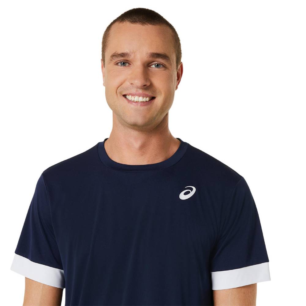 ASICS Men's Performance Tennis Polo Shirt - Breathable Quick-Dry Short Sleeve Top for Court Sports (Navy/White) | Ideal for Tennis, Pickleball & Casual Wear