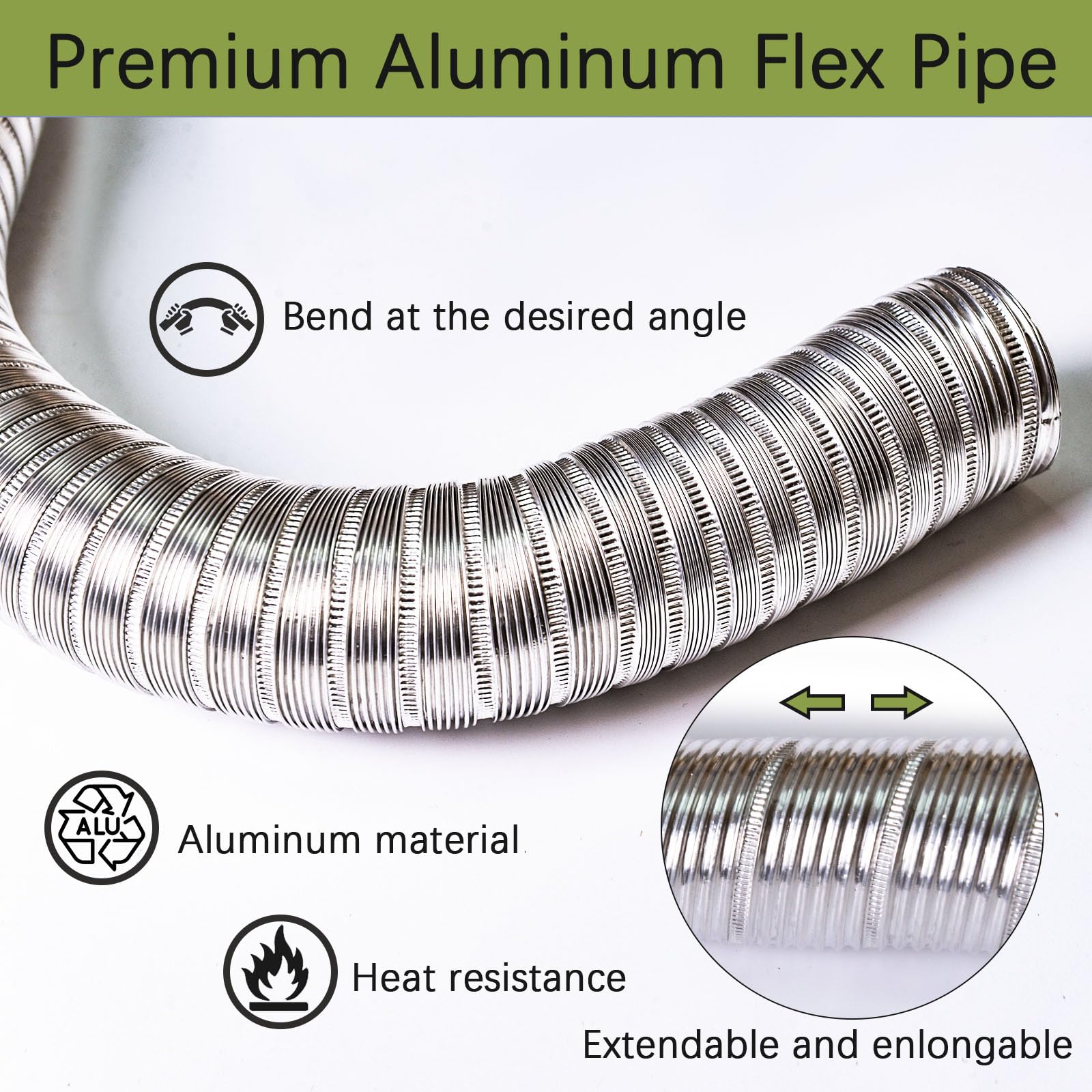 **High-Efficiency Pellet Stove Fresh Air Intake Kit - 2x60 Inch Extendable & Bendable Pipe with Weather-Resistant Stainless Steel Rain Cover - Perfect for Home Heating & Outdoor Use**