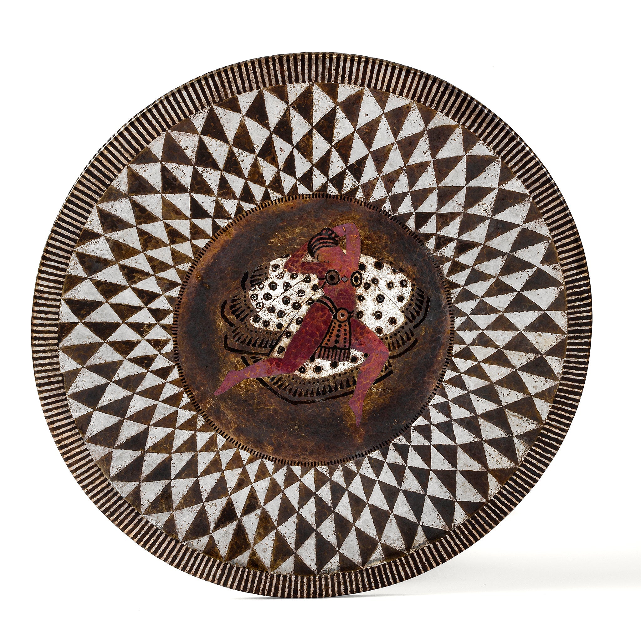 Claudius Linossier Dinanderie Maenad Charger - Handcrafted Copper Art Plate for Wall Decor, Vintage Home Décor, and Collectible Gifts