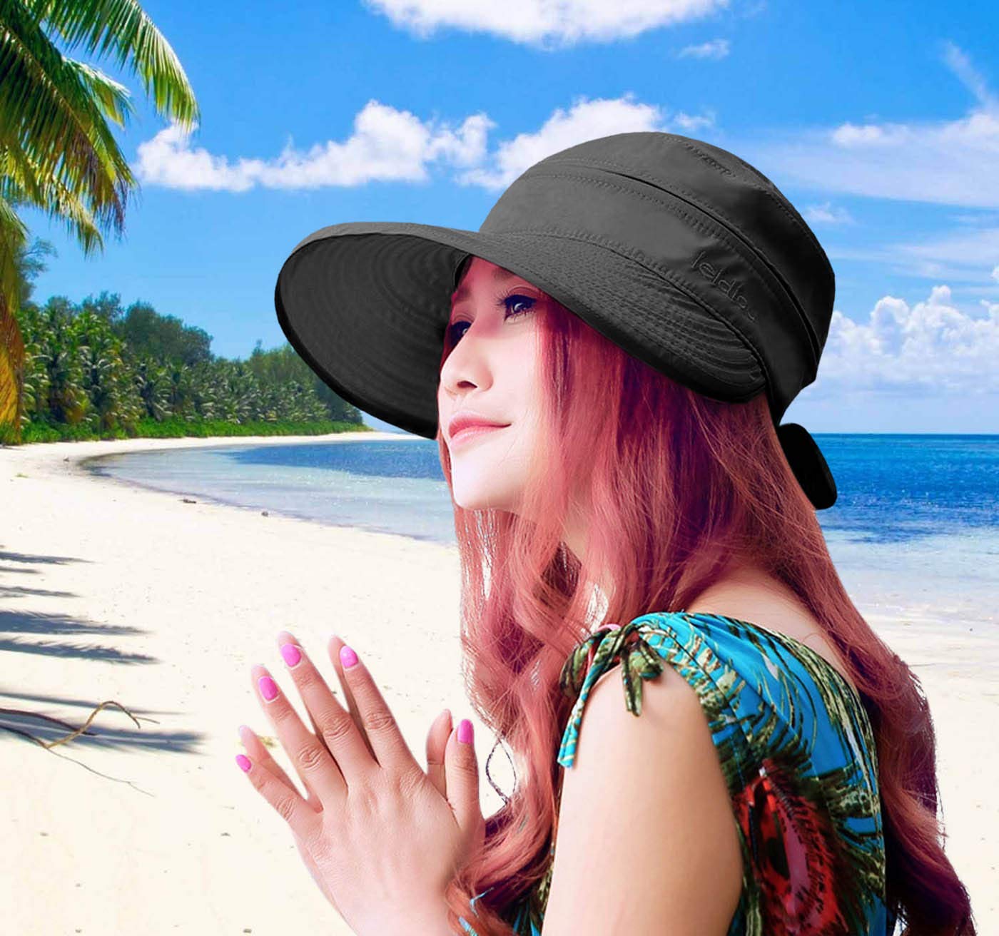 HINDAWI Women's UV Protection Wide Brim Sun Hat - Foldable Summer Beach Hat for Outdoor Activities, Gardening, Travel & Vacation Accessories