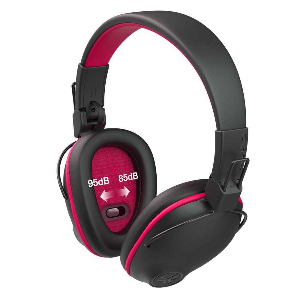 JBuddies Pro Wireless Over Ear Kids Headphones - Pink, Volume Limited Safe for Children, Perfect for School, Travel & Online Learning