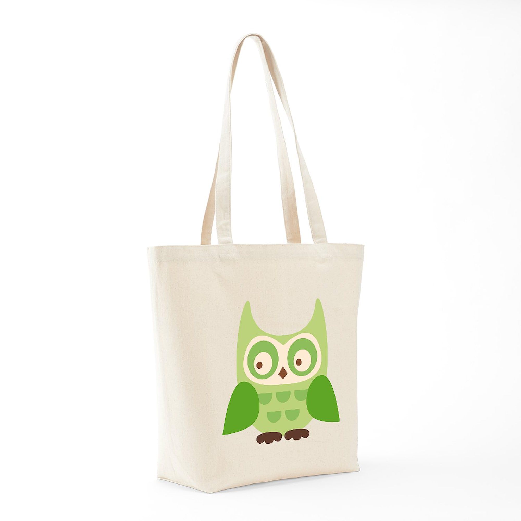 Eco-Friendly Green Owl Canvas Tote Bag - Reusable Natural Shopping Bag for Groceries, Beach & Daily Use | CafePress
