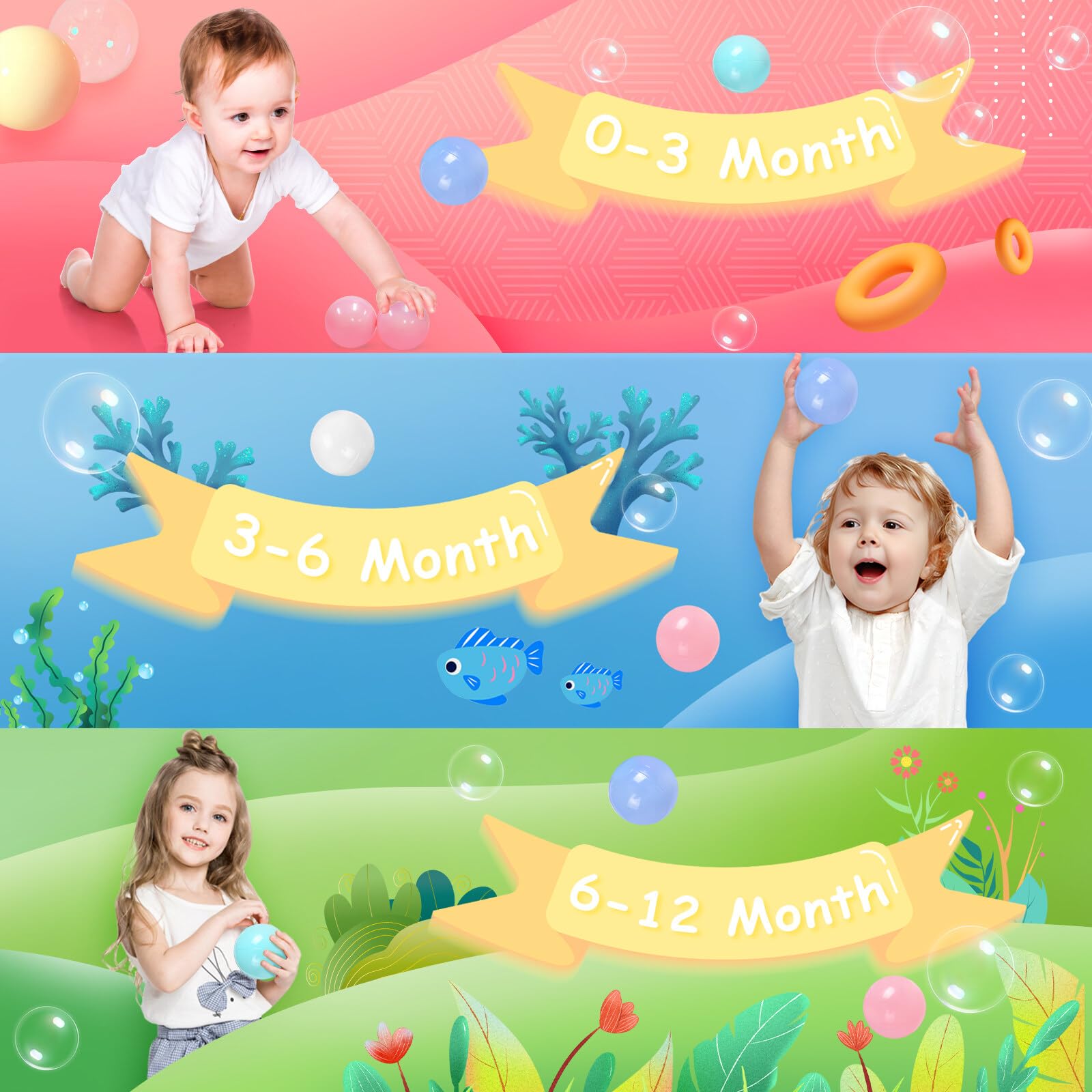100 Phthalate-Free & BPA-Free Plastic Ball Pit Balls for Babies & Toddlers - Safe Kids Play Balls for Indoor/Outdoor Ball Pits, Playrooms, Daycares & Sensory Play