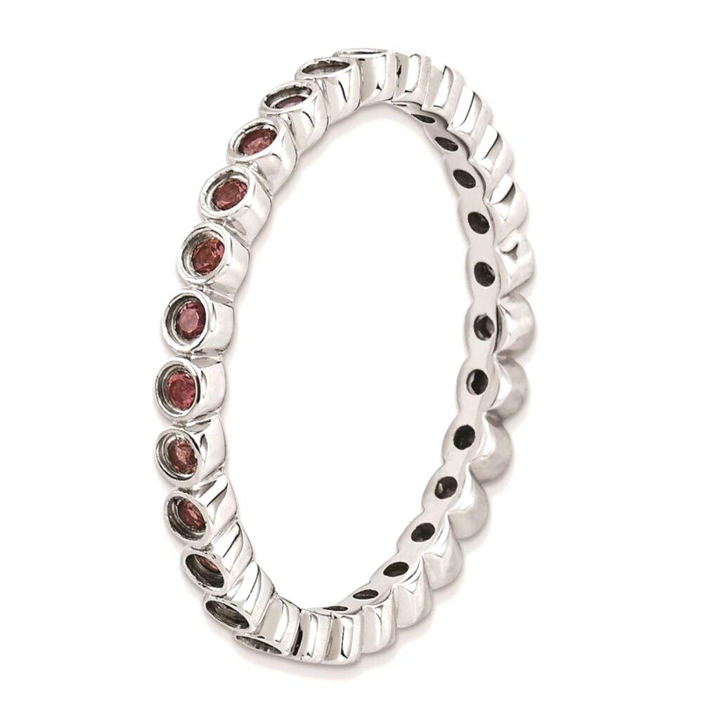 Bonyak Sterling Silver Stackable Pink Tourmaline Ring - Size 10 - Dainty Adjustable Jewelry for Women - Perfect for Everyday Wear, Gift Giving & Layering with Other Rings
