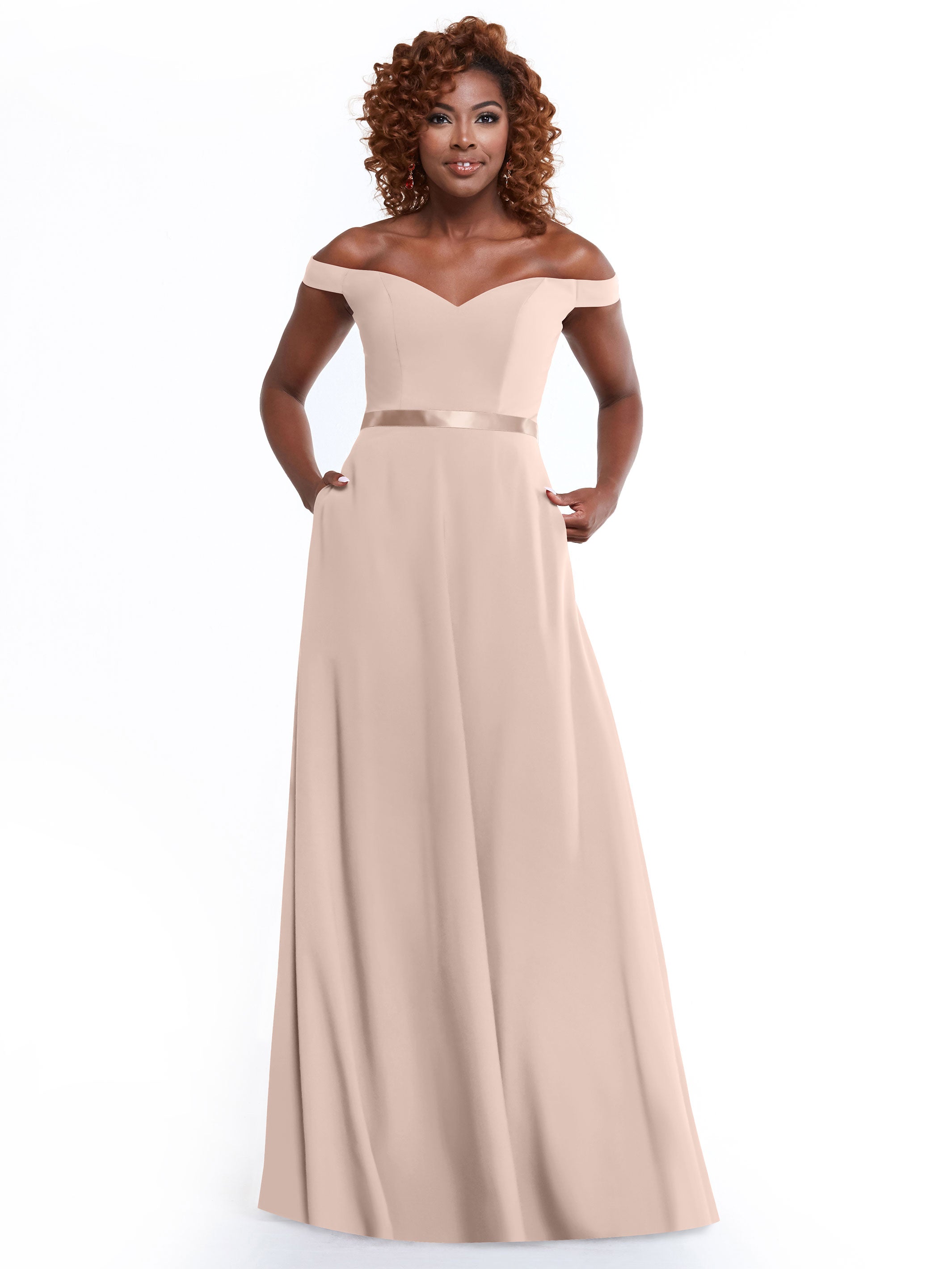 Elegant Off-the-Shoulder A-Line Chiffon Bridesmaid Dress with Sash - Size 80100 - Perfect for Weddings, Formal Events & Special Occasions
