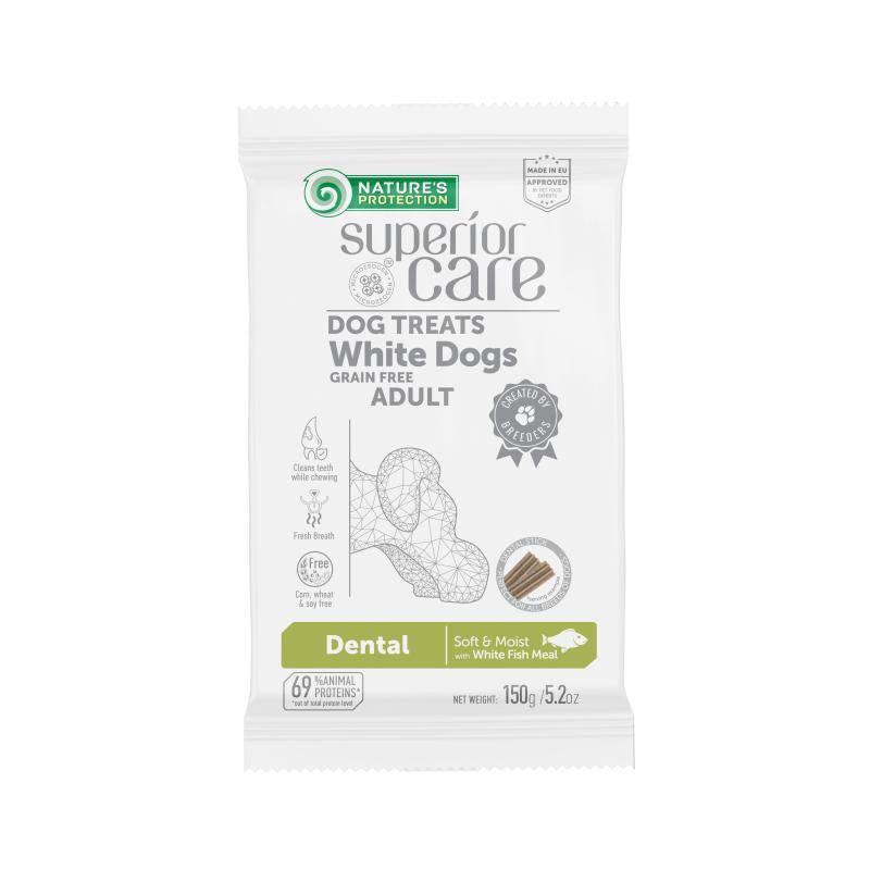 Premium Adult Dog Dental Chews with White Fish - Light Coated Teeth Cleaning Treats for Small & Large Breeds - Freshens Breath & Reduces Plaque - Perfect for Daily Oral Care & Training Rewards