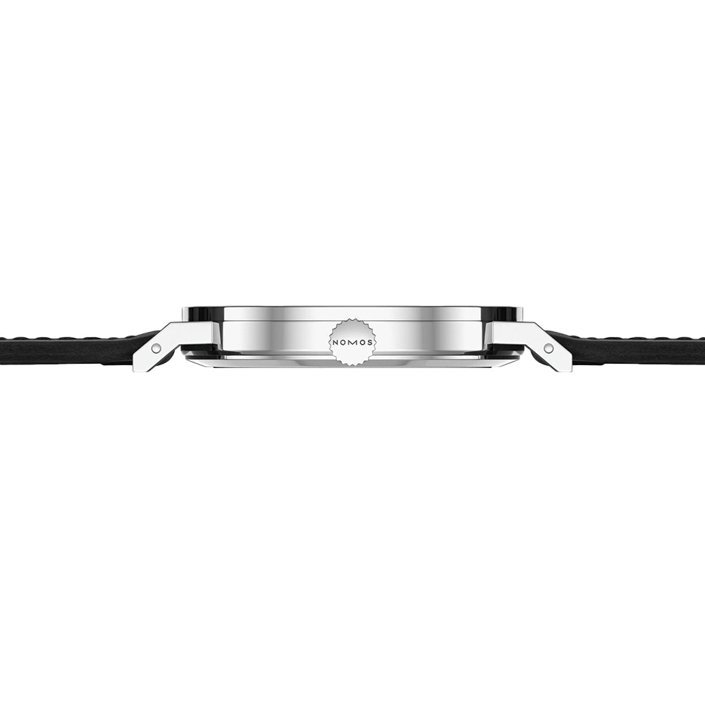 NOMOS Tangente 2Date 37.5mm Silver Dial Leather Strap Watch - Minimalist German Design for Business & Formal Occasions