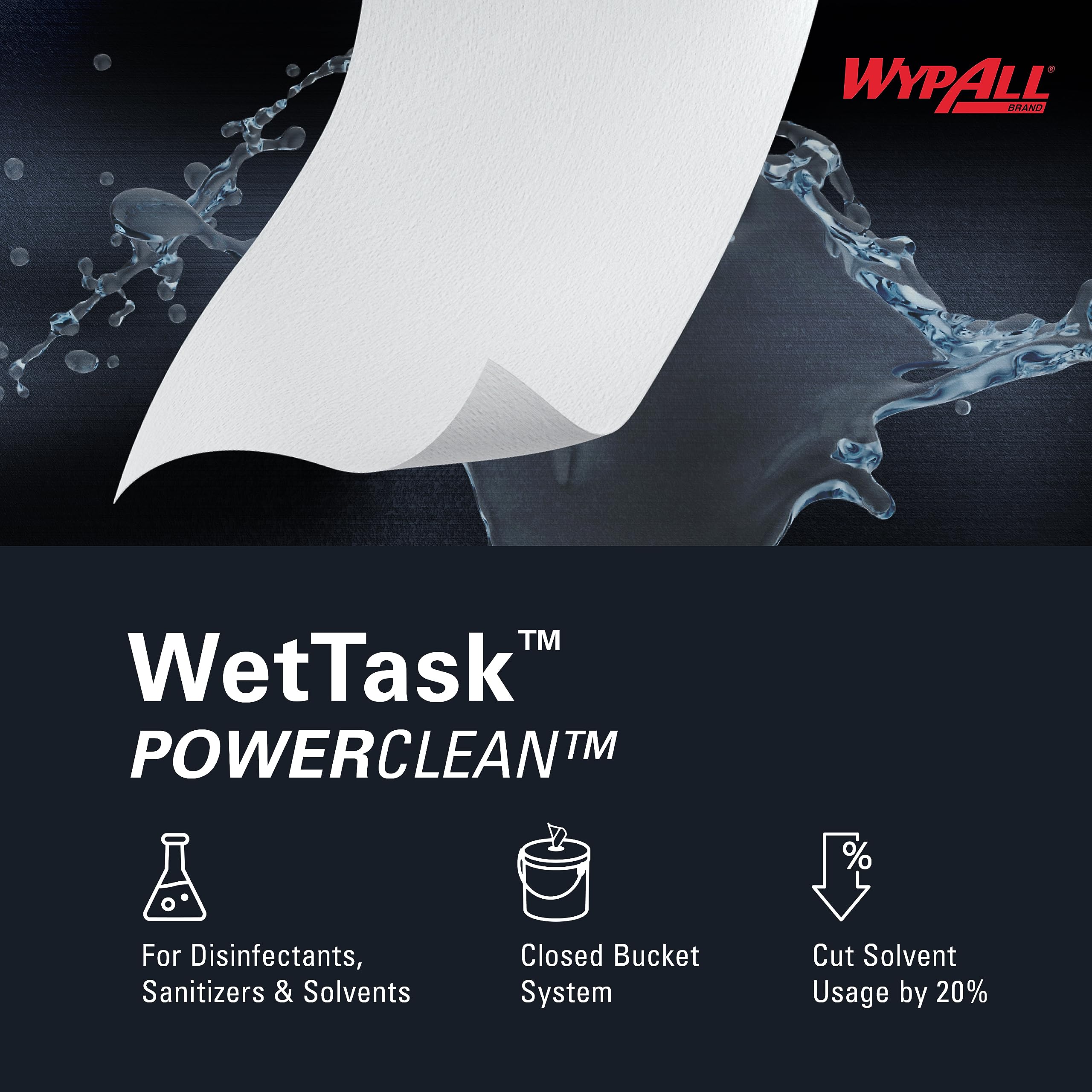 WypAll PowerClean Solvent-Resistant WetTask Wipes - 275 Sheets/Roll, 2 Rolls (550 Total) - Heavy-Duty Industrial Cleaning for Solvents, Oils & Grease - Ideal for Automotive, Manufacturing & Workshop Use
