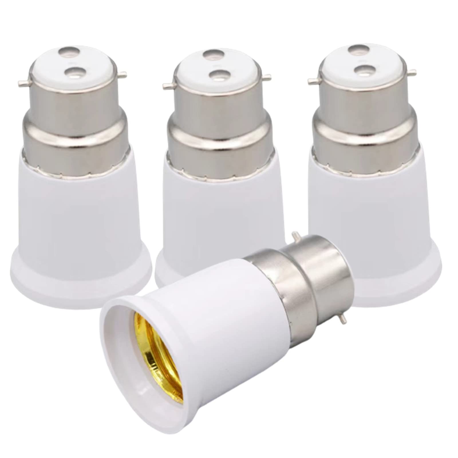 B22 to E27 Light Socket Adapter 4 Pack - Bayonet to Edison Screw Bulb Holder Converter - Lamp Base Adapter for Home, Office, and Outdoor Lighting Fixtures