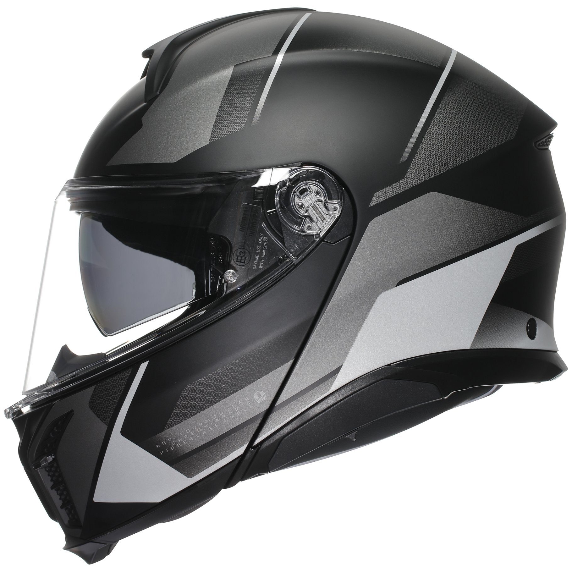 AGV Tourmodular Perception Matt Black / Silver Motorcycle Helmet - Lightweight & DOT Certified for Street & Racing - Perfect for Urban Commuting & Track Days