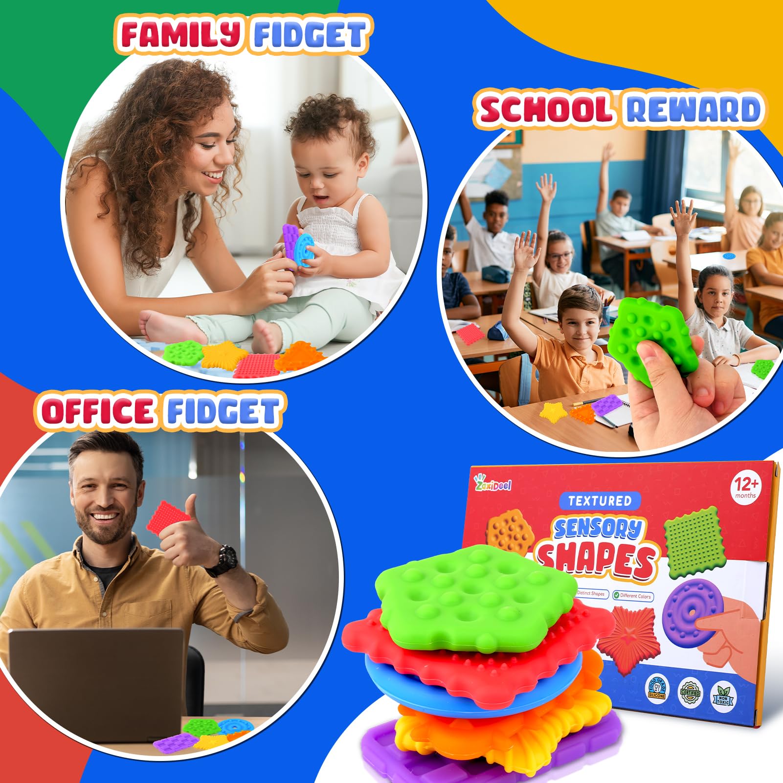 6 Pack Silicone Sensory Fidget Toys for Kids - Stress Relief & Anxiety Toys for Autism, ADHD & Special Needs Children | Tactile Calming Toys for Toddlers | Perfect for Classroom, Travel & Home Use