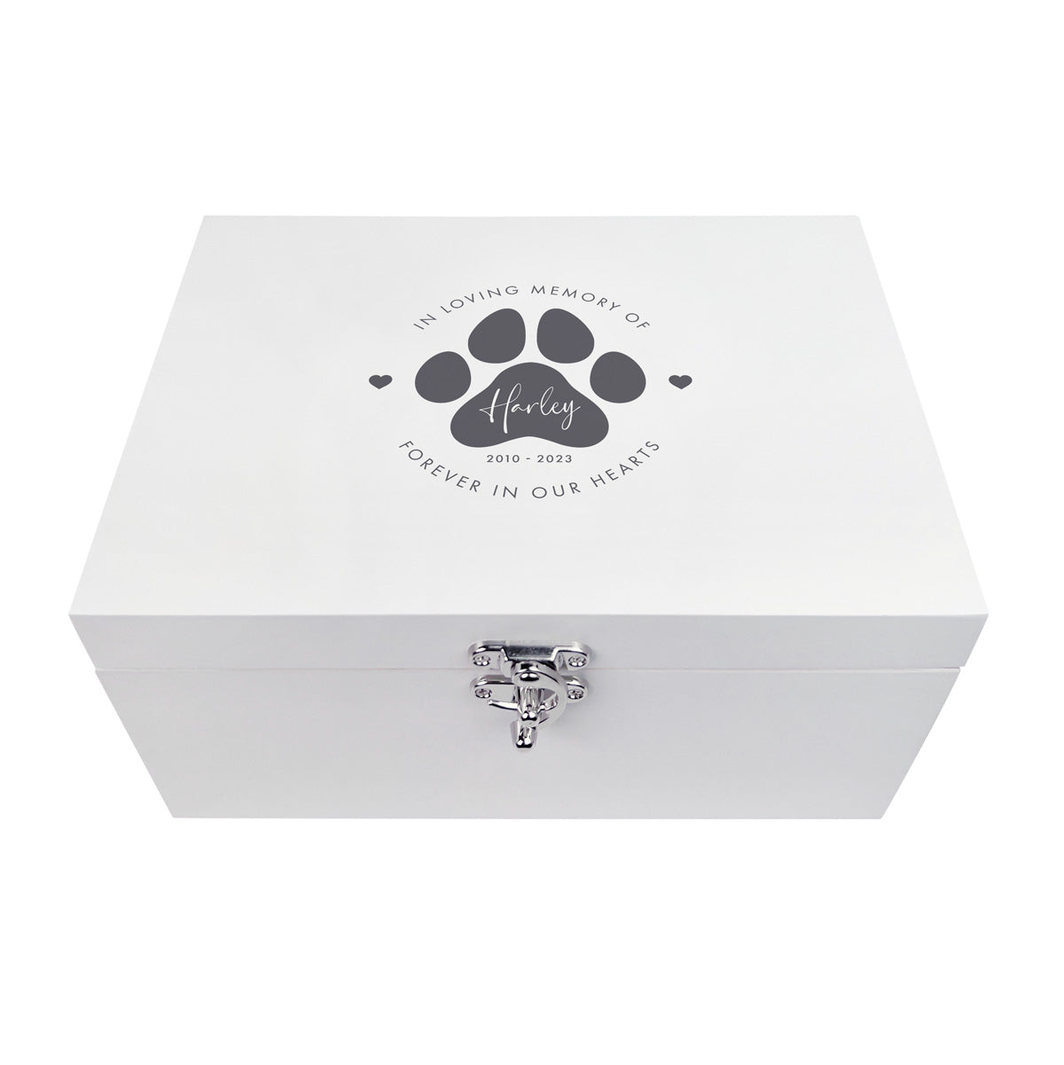 Personalized White Wooden Pet Memorial Box - Custom Engraved Pet Name Keepsake for Dogs & Cats - 3 Sizes (22cm, 27cm, 30cm) - Perfect for Pet Ashes, Collars & Cherished Memories