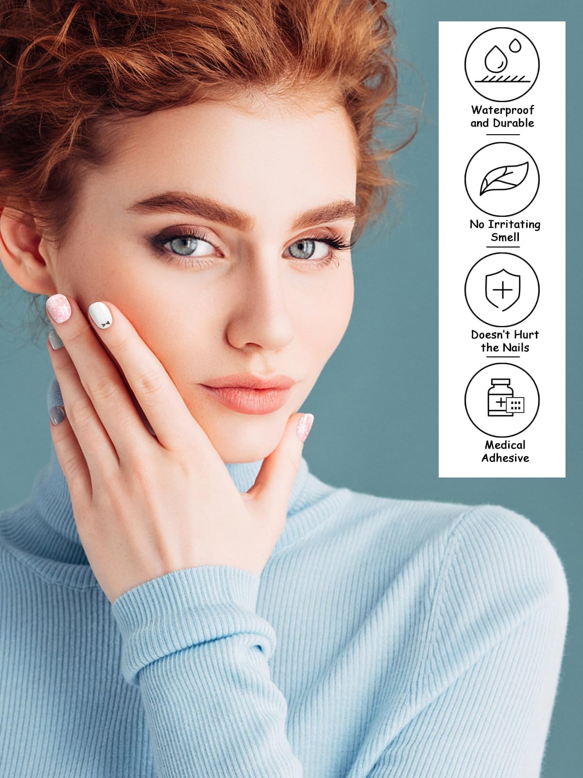 Kalolary Snowflake Gel Nail Strips - Winter Nail Art Stickers with Nail File & Stick | Long-Lasting Gel Polish Wraps for UV/LED Lamp | Perfect for Holiday Parties, Christmas Nail Designs & Winter Manicures