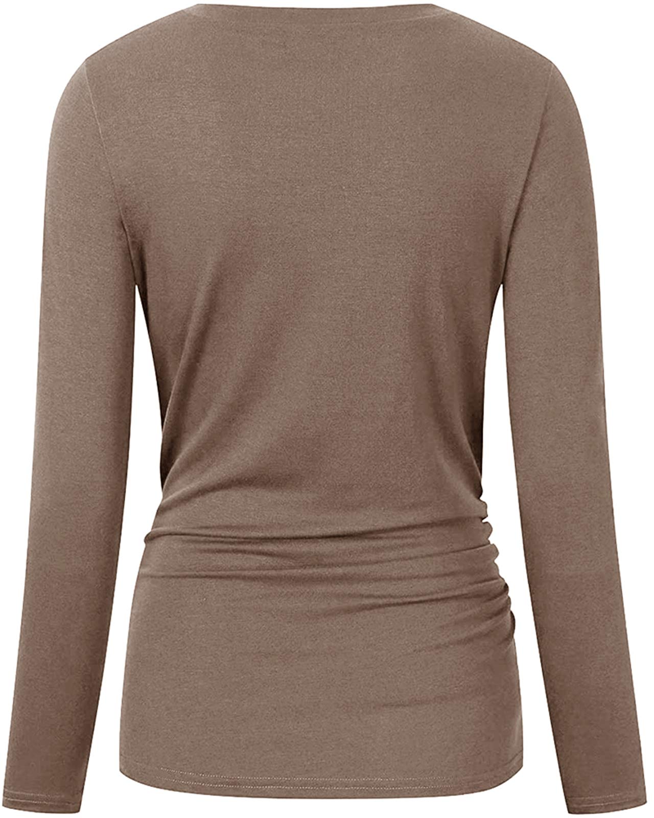 Chuanqi Women's Maternity Shirt - Fall Long Sleeve Crew Neck Pregnancy T-Shirt with Side Ruched Tunic Top | Comfortable Maternity Wear for Work, Casual Outings & Pregnancy Photos