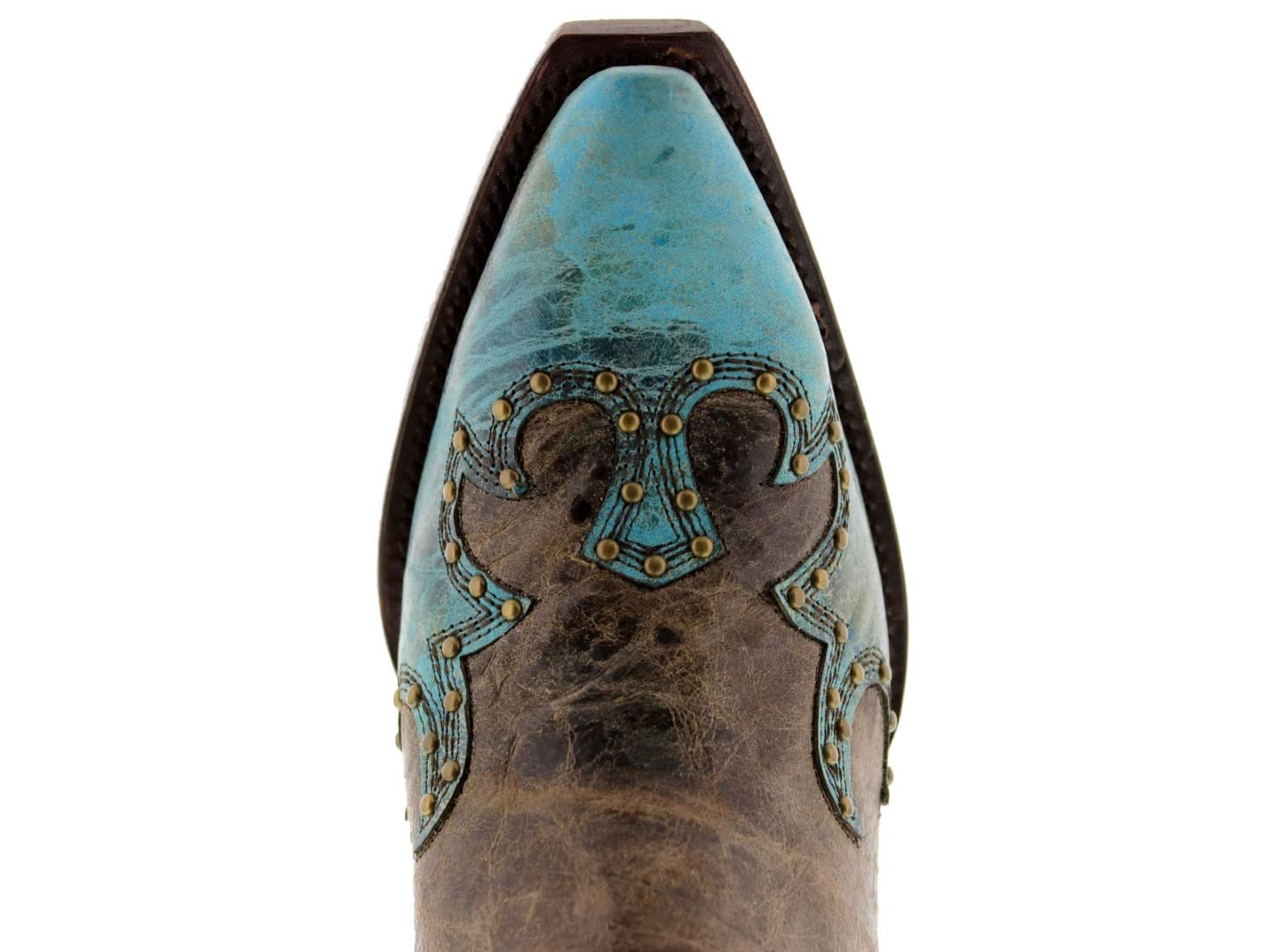 Women's Katy Baby Turquoise Western Leather Cowboy Boots with Studded Snip Toe - Perfect for Country Music Festivals, Rodeos & Western Fashion Outfits