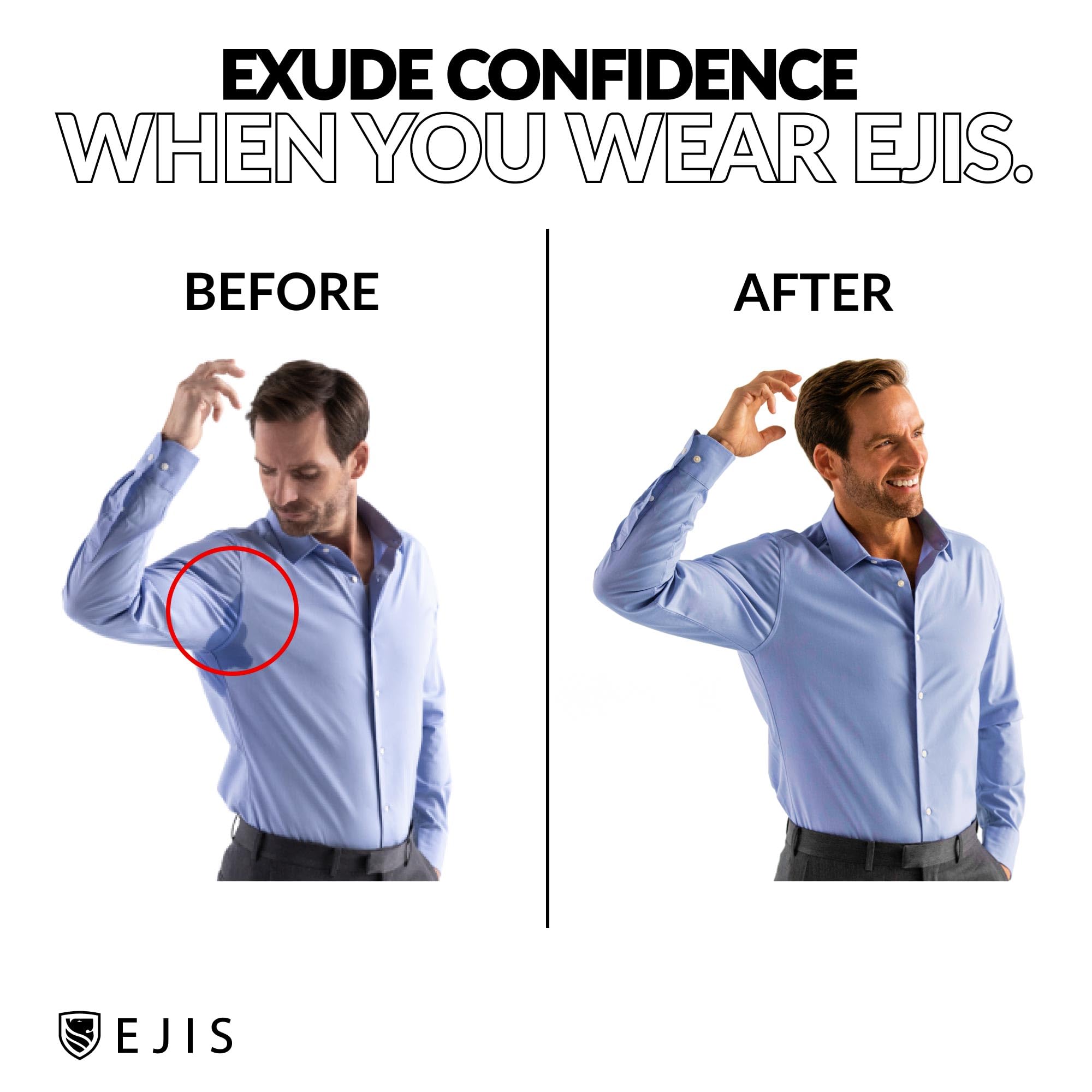 Ejis Men's Sweat Proof V-Neck Undershirt - Silver Infused Anti-Odor Technology, Breathable Micro Modal Fabric with Built-in Sweat Pads | Perfect for Work, Gym & Everyday Comfort
