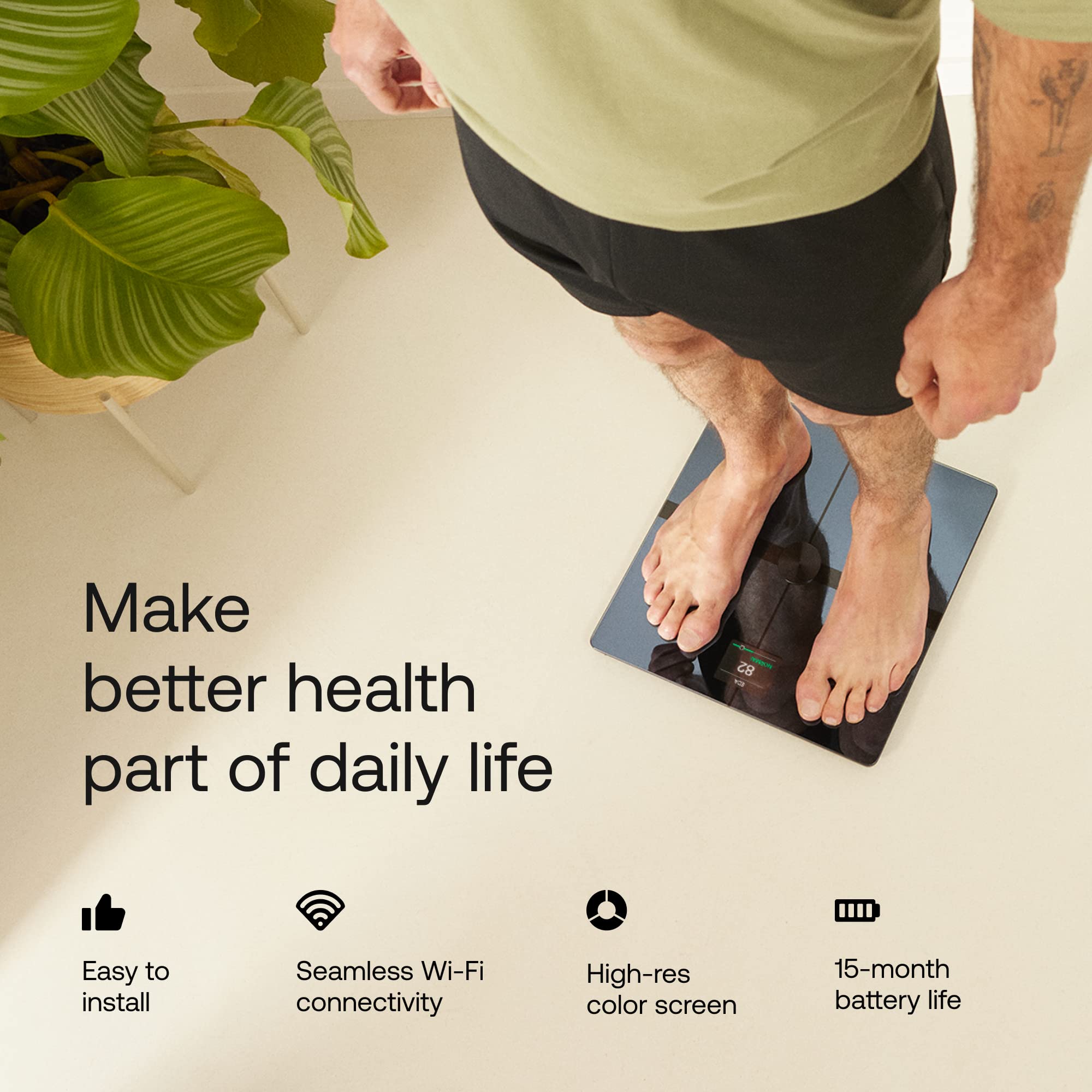 WITHINGS Body Smart - Accurate Digital Bathroom Scale for Weight, Body Fat & Composition, Wi-Fi & Bluetooth Smart Scale, Compatible with Apple Health, Baby Weighing - Perfect for Home Gym, Fitness Tracking & Health Monitoring