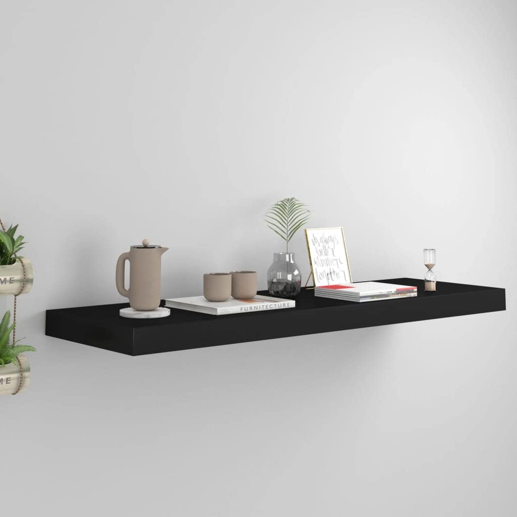 Homvdxl Floating Shelves - Black Wall Mounted Shelf with Invisible Brackets for Books, Plants & Decor | 31.5 x 9.3 Inch Bathroom, Living Room, Bedroom Storage Solution | Perfect for Small Spaces & Home Organization