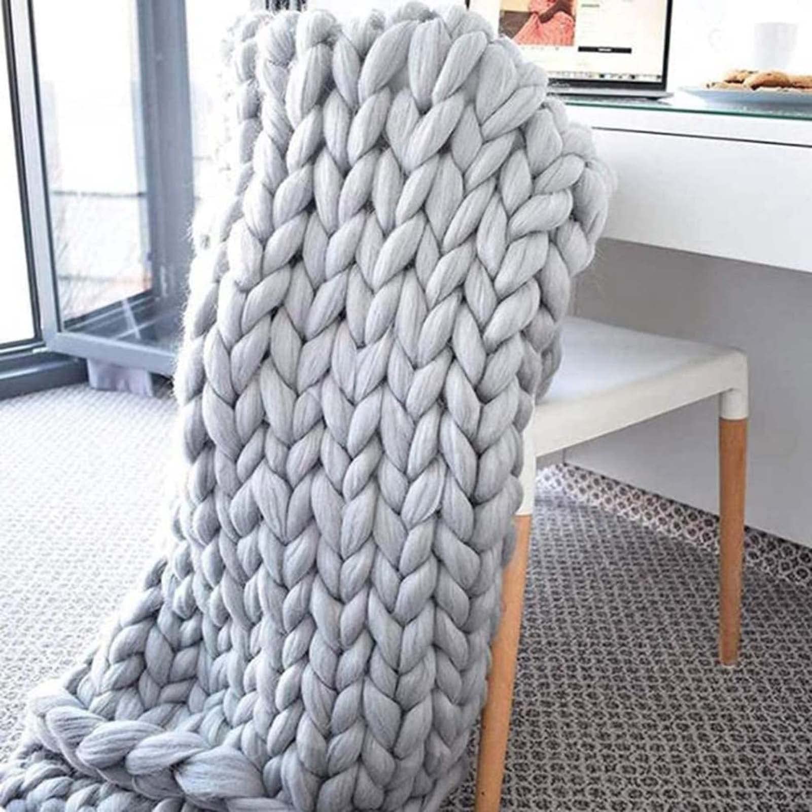 Chunky Knit Blanket 39x47 Inches - Super Soft Handmade Knitted Throw - Warm Cozy Blanket for Sofa, Bed & Home Decor - Machine Washable - Perfect for Living Room, Bedroom & Gift Giving
