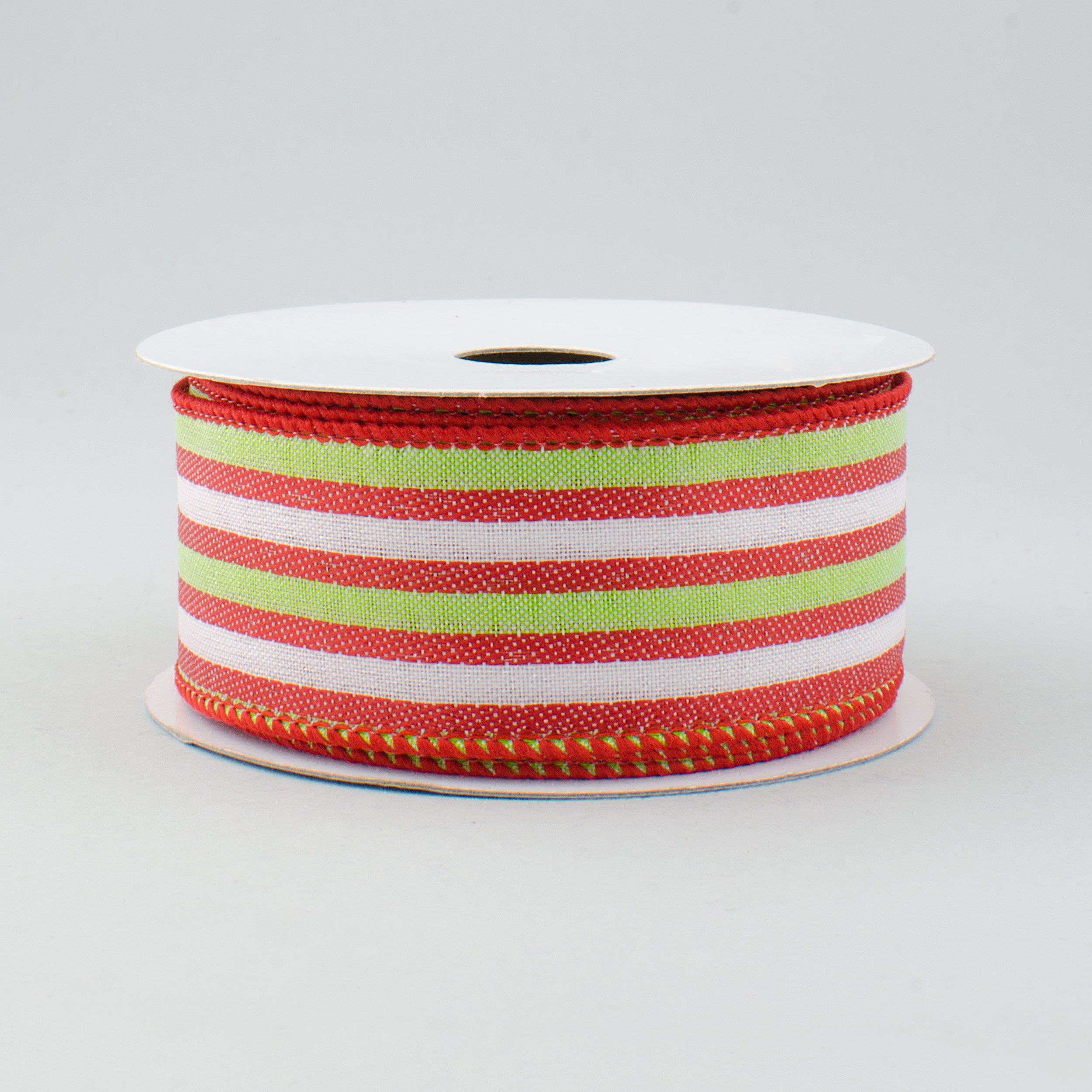 1.5 Inch Mini Stripe Ribbon - Red, Lime Green, White (10 Yards) | Perfect for Gift Wrapping, DIY Crafts, Party Decorations, and Scrapbooking