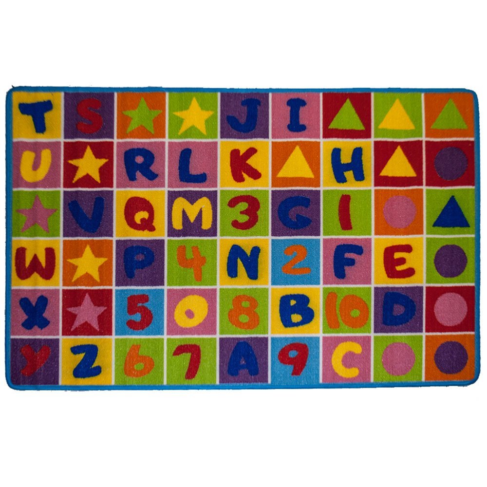 Mybecca Non-Slip Kids Play Rug with Numbers & Letters - 7'2