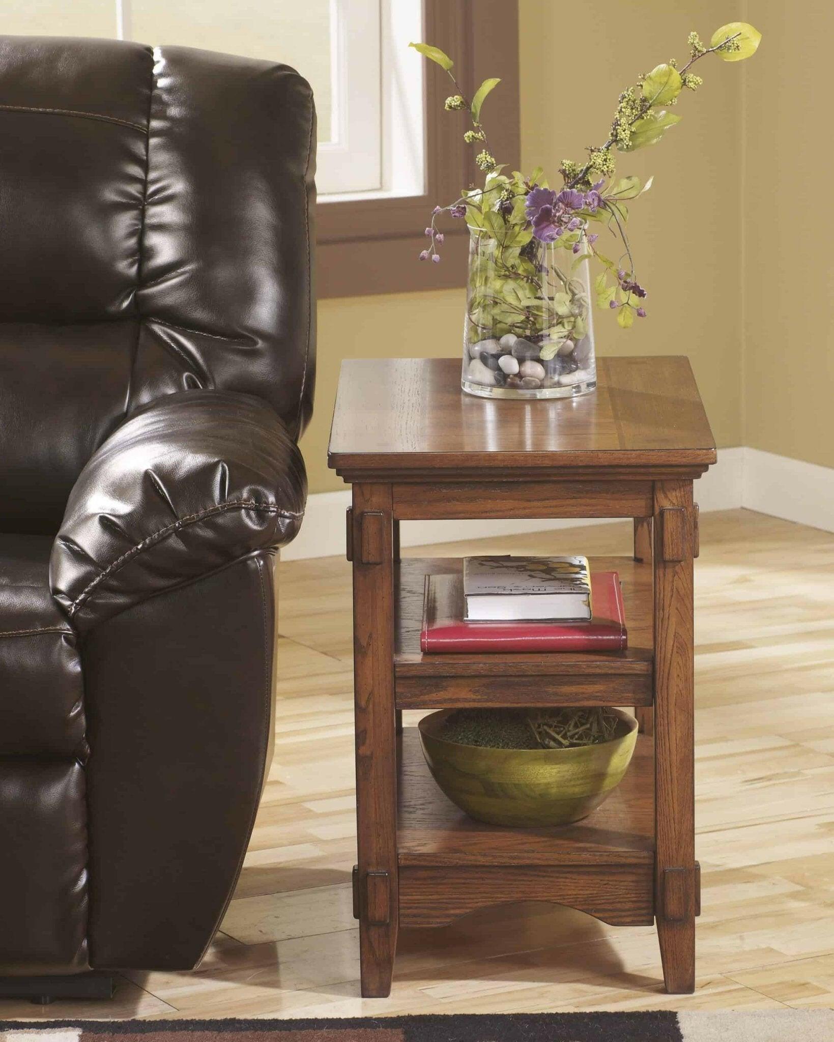 Cross Island Chairside End Table T7197 - Small Side Table for Living Room, Bedroom, or Office - Perfect for Holding Lamps, Books, and Drinks