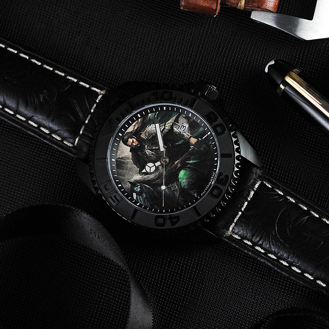 AG Collective The General San Guo Series Black Leather Strap Men's Watch G 8040 SAN GEN - Stylish Vintage Military Watch for Business, Casual & Formal Occasions