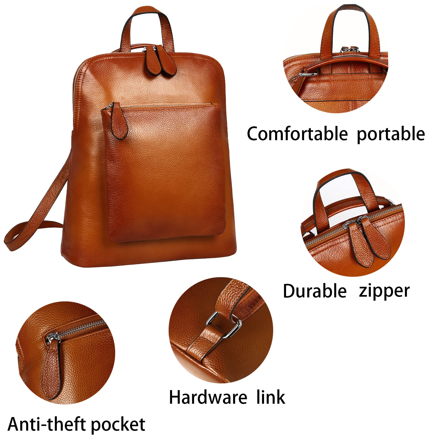 HESHE Women's Leather Backpack Purse - Convertible Designer Handbag for Work, Travel & Daily Use | Stylish Laptop Backpack with Multiple Pockets | Perfect for Office, School & Commuting