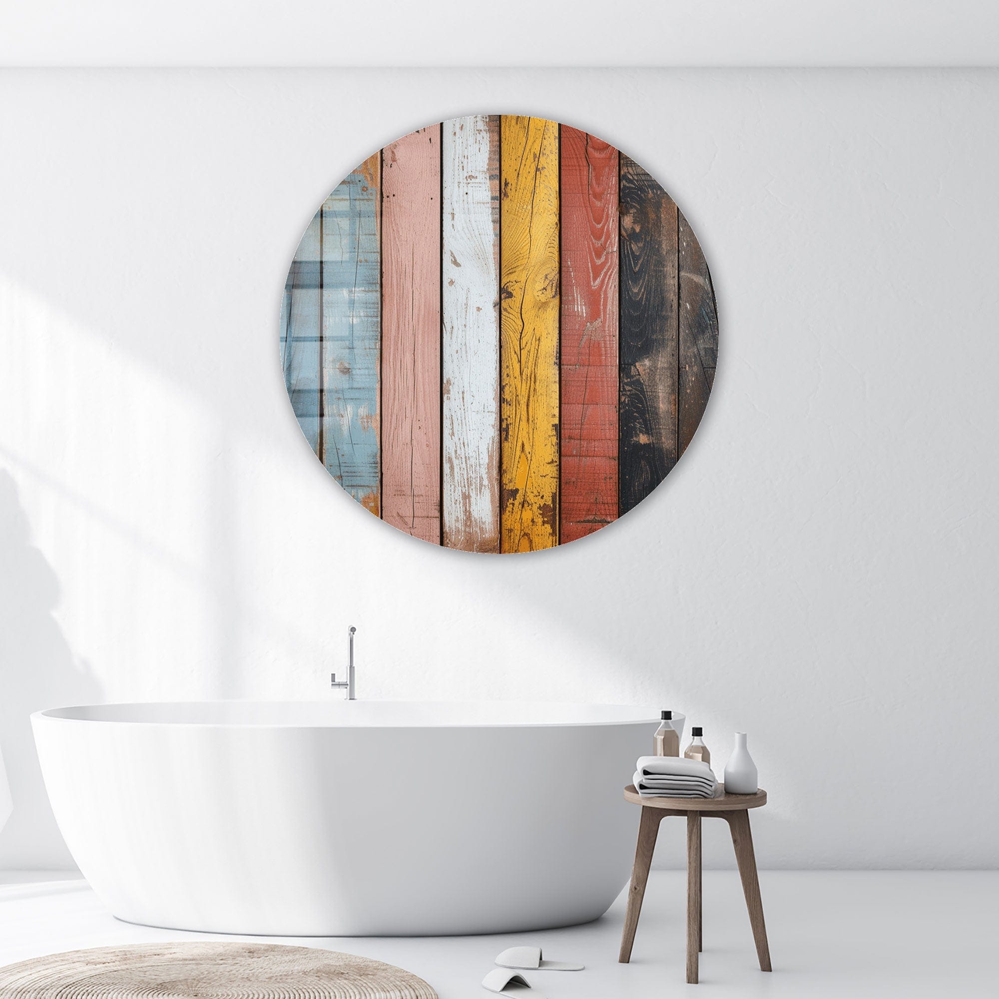 Rustic Woods Rounded Glass Wall Art - Handmade Home Decor for Living Room, Bedroom & Office - Perfect for Farmhouse, Modern & Boho Style Interiors