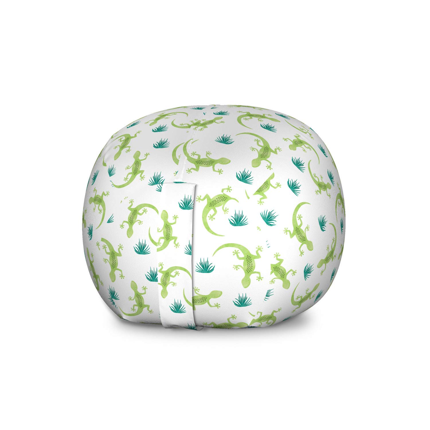 Ambesonne Lizard Storage Toy Bag Chair - Large Washable Stuffed Animal Organizer in Avocado Green Teal | Crawling Reptiles & Desert Creature Design | Perfect for Kids' Room, Playroom & Dorm Organization