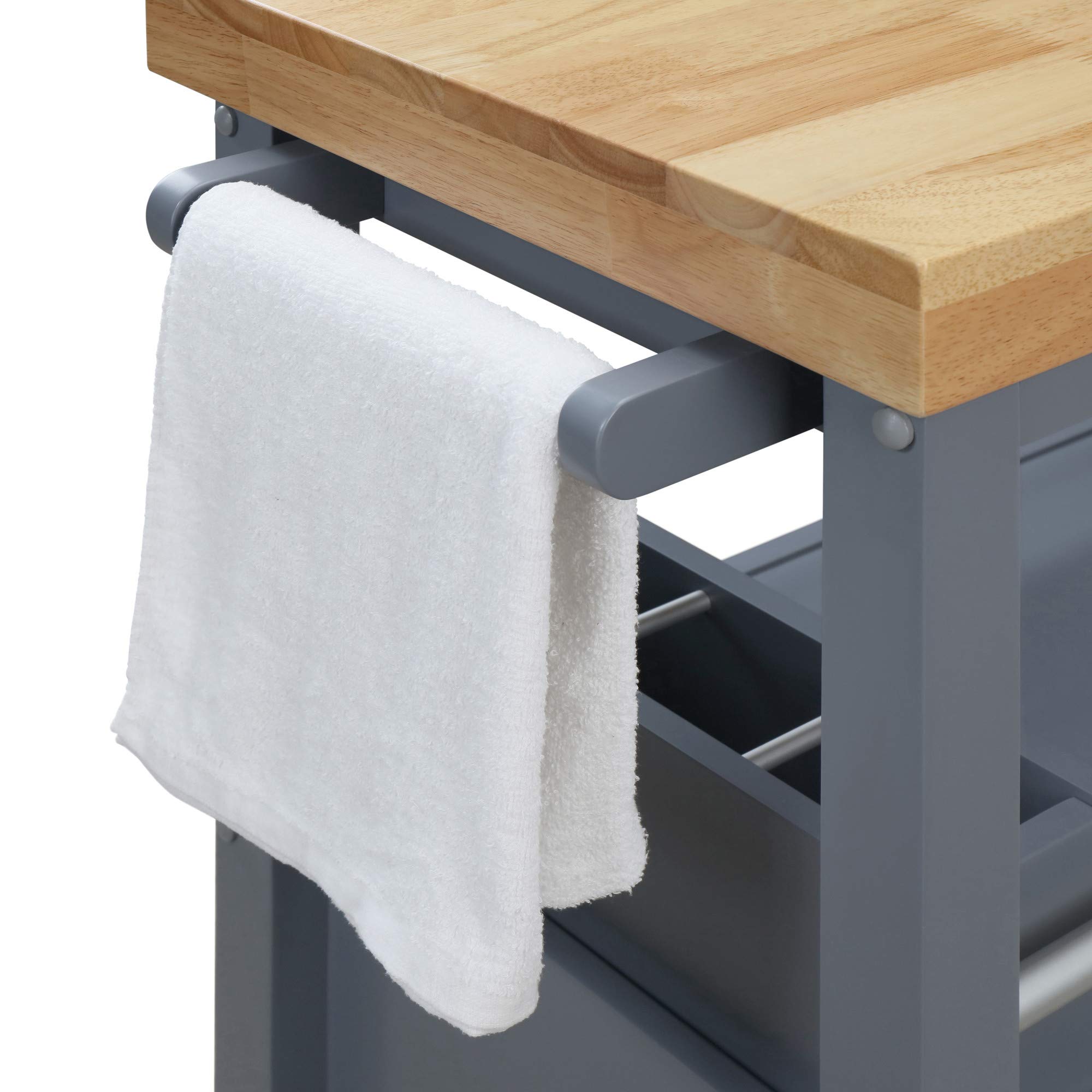 ClickDecor Anson Kitchen Island Bar Cart with Storage - Butcher Block Table on Wheels, Portable Cabinet Organizer for Small Spaces, Home & Apartment Essentials - Gray | Perfect for Kitchen, Dining Room & Entertaining
