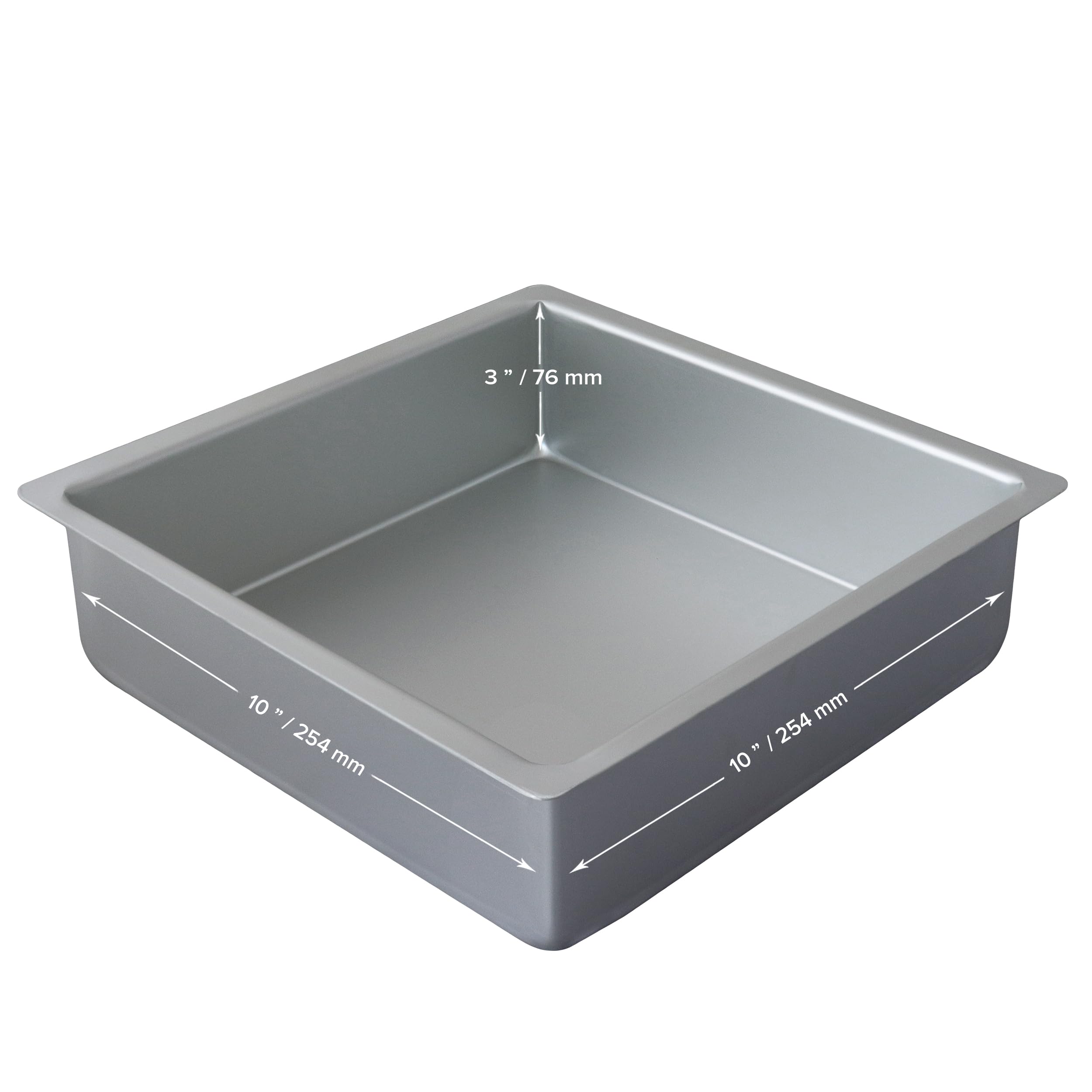 PME Professional 10x3 Inch Aluminum Square Baking Pan for Cakes, Brownies & Bars - Perfect for Home Bakers & Commercial Kitchens