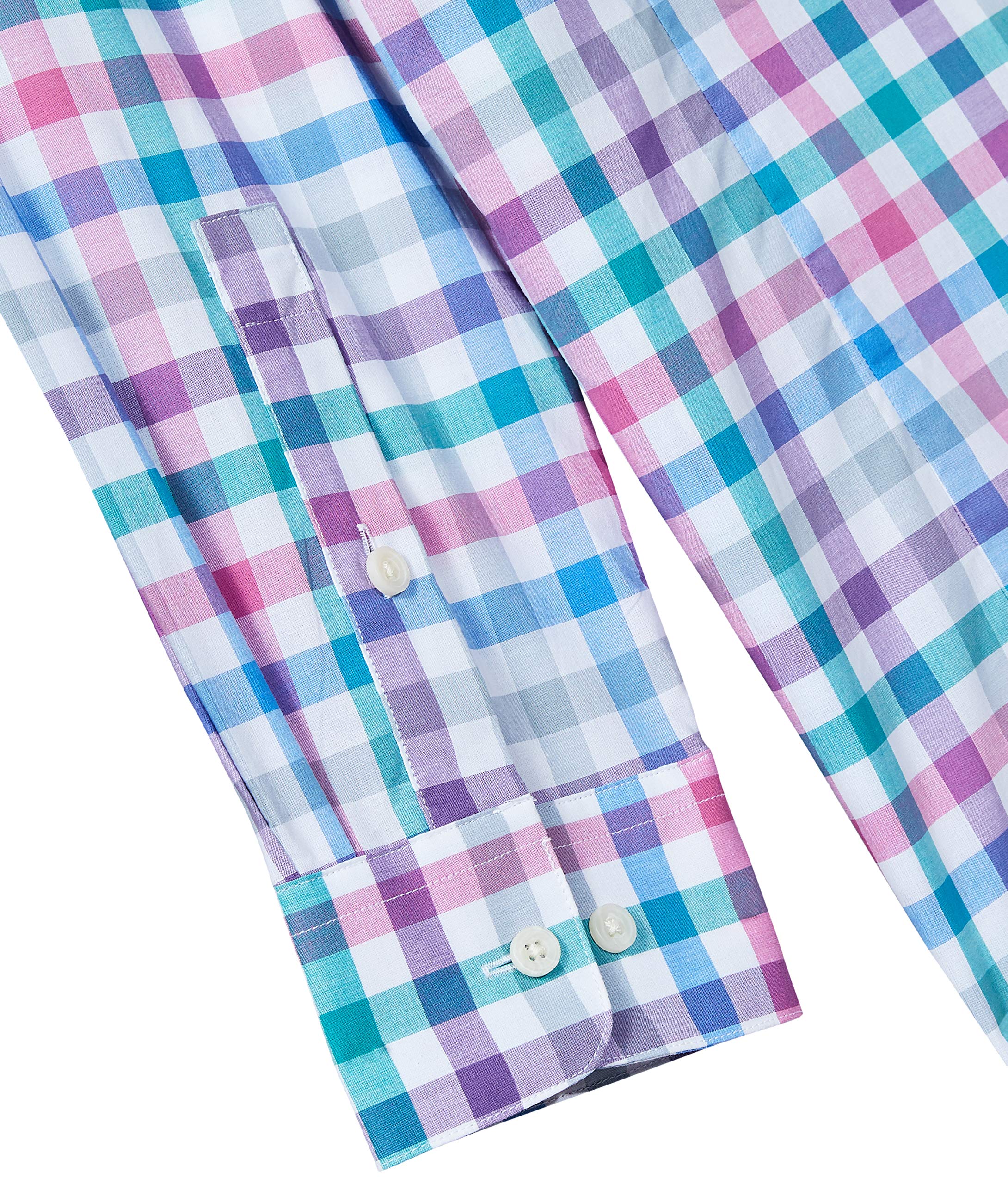 Bar III Men's Pink Plaid Stretch Button-Down Dress Shirt | 16