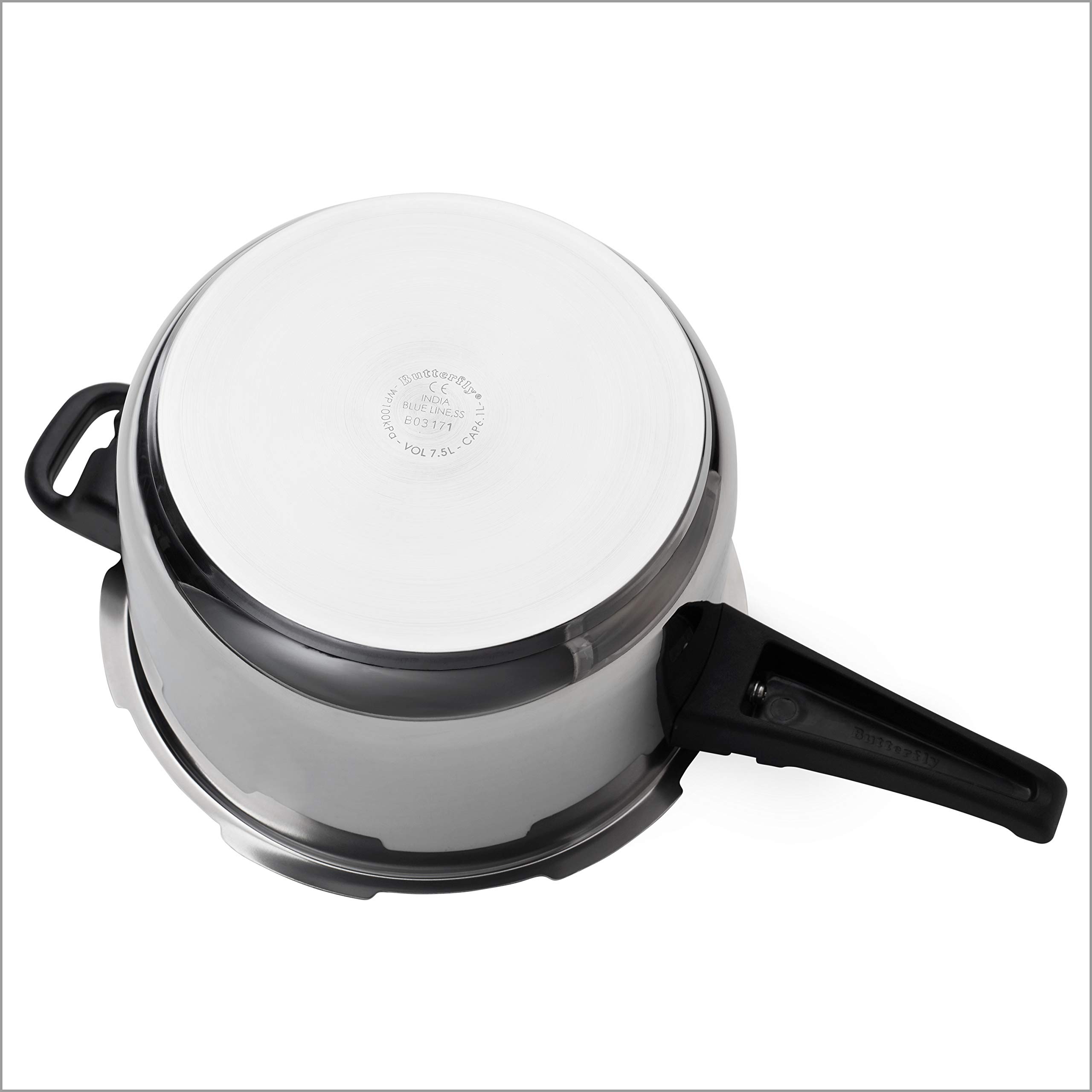 Premium Blue Line Stainless Steel Pressure Cooker 7.5L - Fast & Safe Cooking for Soups, Stews & Meals | Perfect for Home Kitchens & Camping