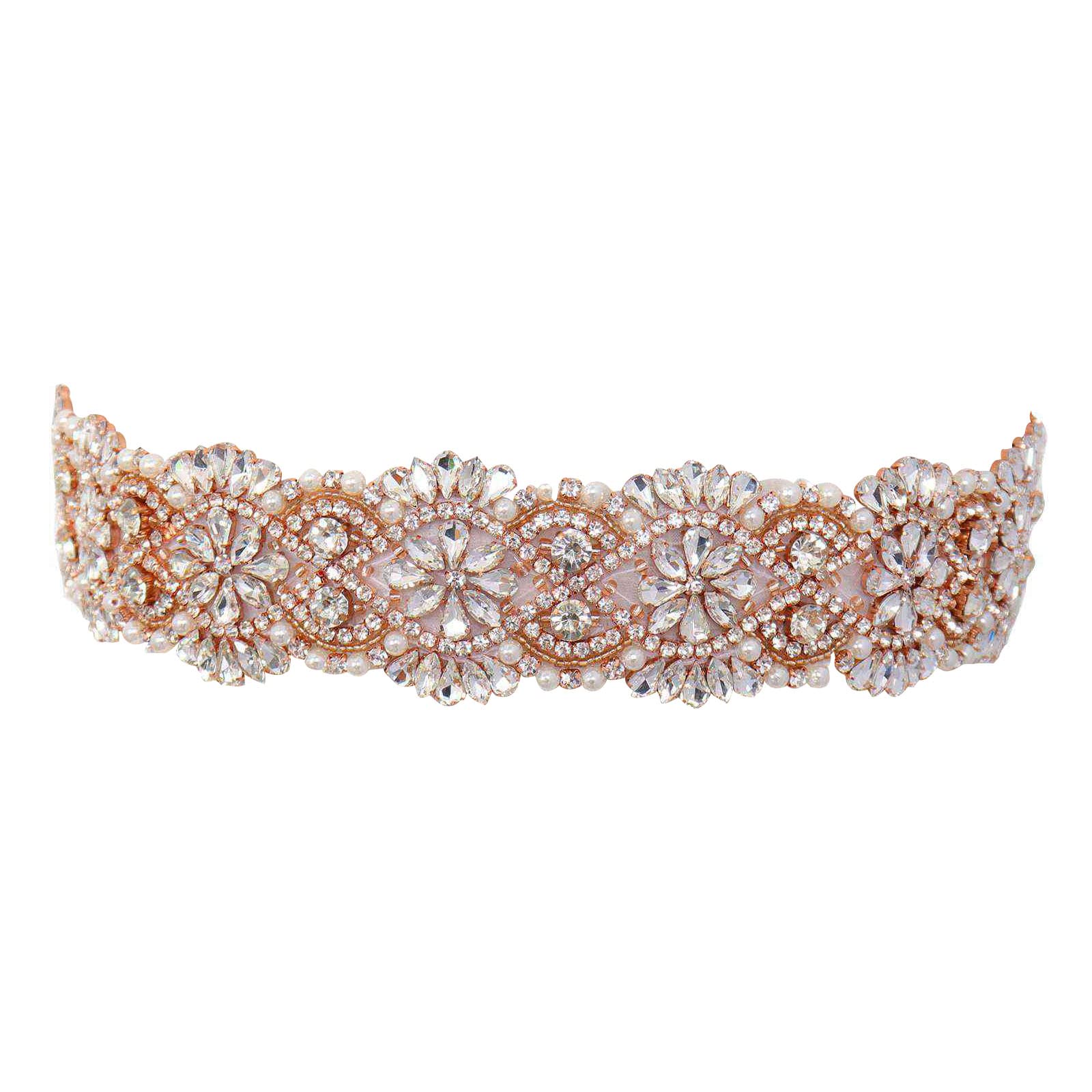 Pardecor Rhinestone Wedding Belt - Crystal Bridal Sash for Wedding Dress, Evening Gown & Prom Dress Accessories - Elegant Waist Cincher for Bride, Bridesmaid & Special Occasions