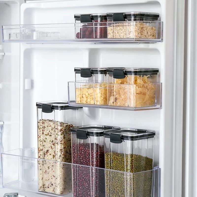 5-Pack Airtight Food Storage Containers Set with Lids - BPA Free Plastic Kitchen Canisters for Cereal, Flour, Sugar & Dry Food - Pantry Organization, Dishwasher Safe (Black) - Perfect for Meal Prep, Baking & Kitchen Storage