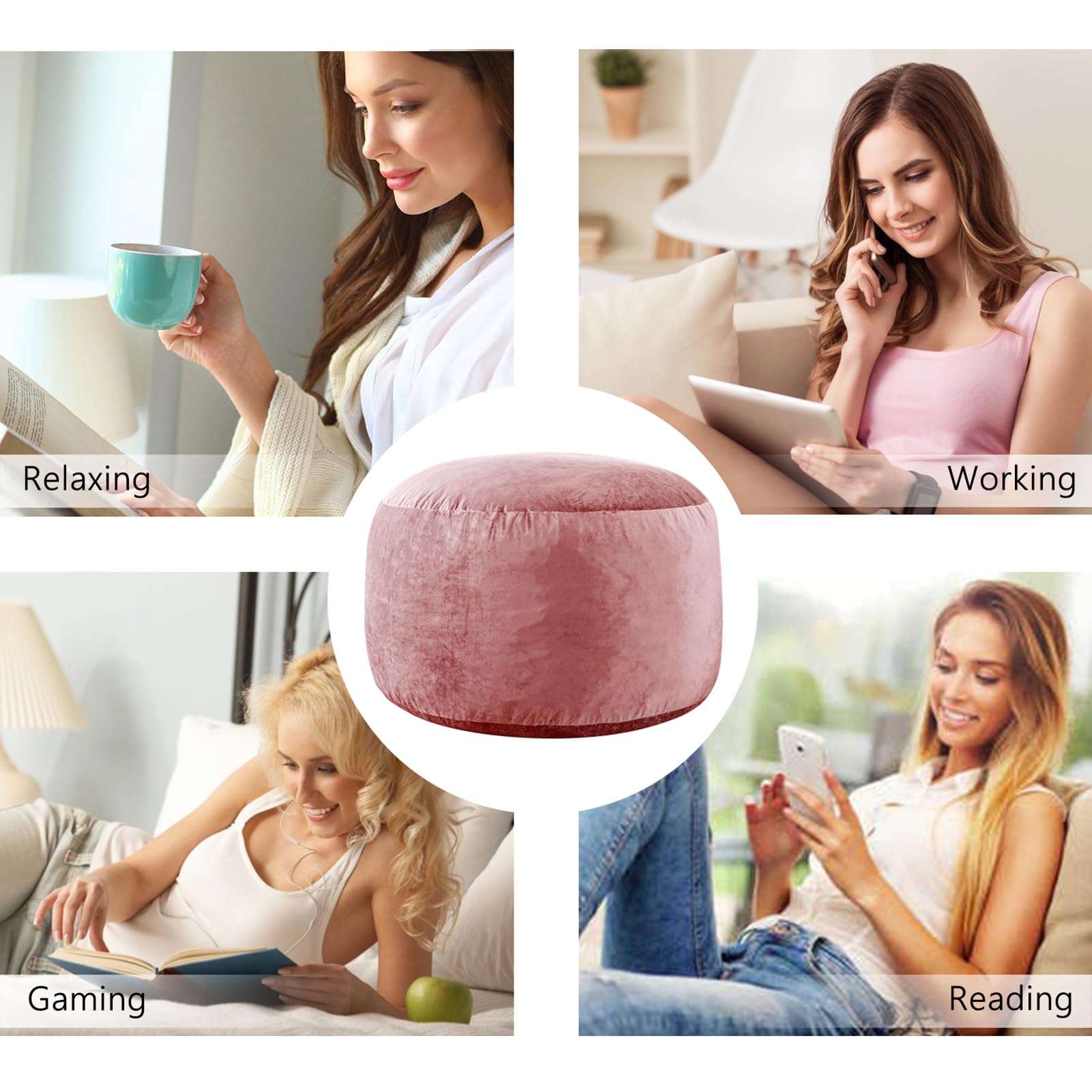 4 ft Large Memory Foam Bean Bag Chair for Adults & Kids - Soft Faux Fur Fabric (Dutch Velvet, Pink) - Perfect for Living Room, Bedroom, Dorm & Game Room Relaxation