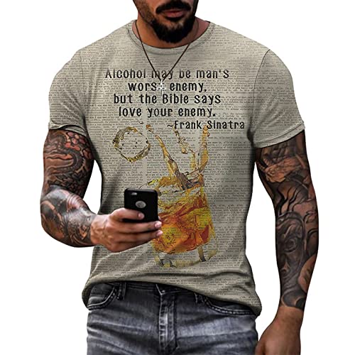 Vintage 3D Digital Print Men's T-Shirt - Soft Cotton Crew Neck Short Sleeve Casual Tee for Summer, Streetwear & Everyday Wear