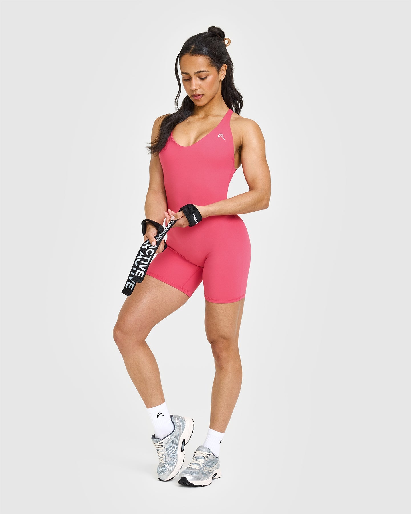Unified Scoop Back All-in-One Bodysuit | Soft Velvet Pink | Perfect for Yoga, Workouts & Everyday Wear