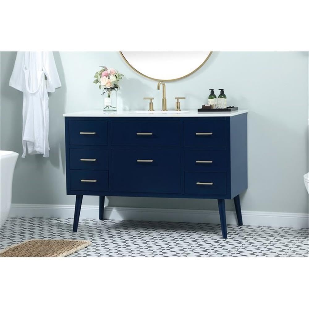 48 Inch Blue Bathroom Vanity Cabinet with Sink - Modern Elegant Kitchen & Bath Storage for Small Spaces | Perfect for Master Bath, Guest Bathroom Remodeling