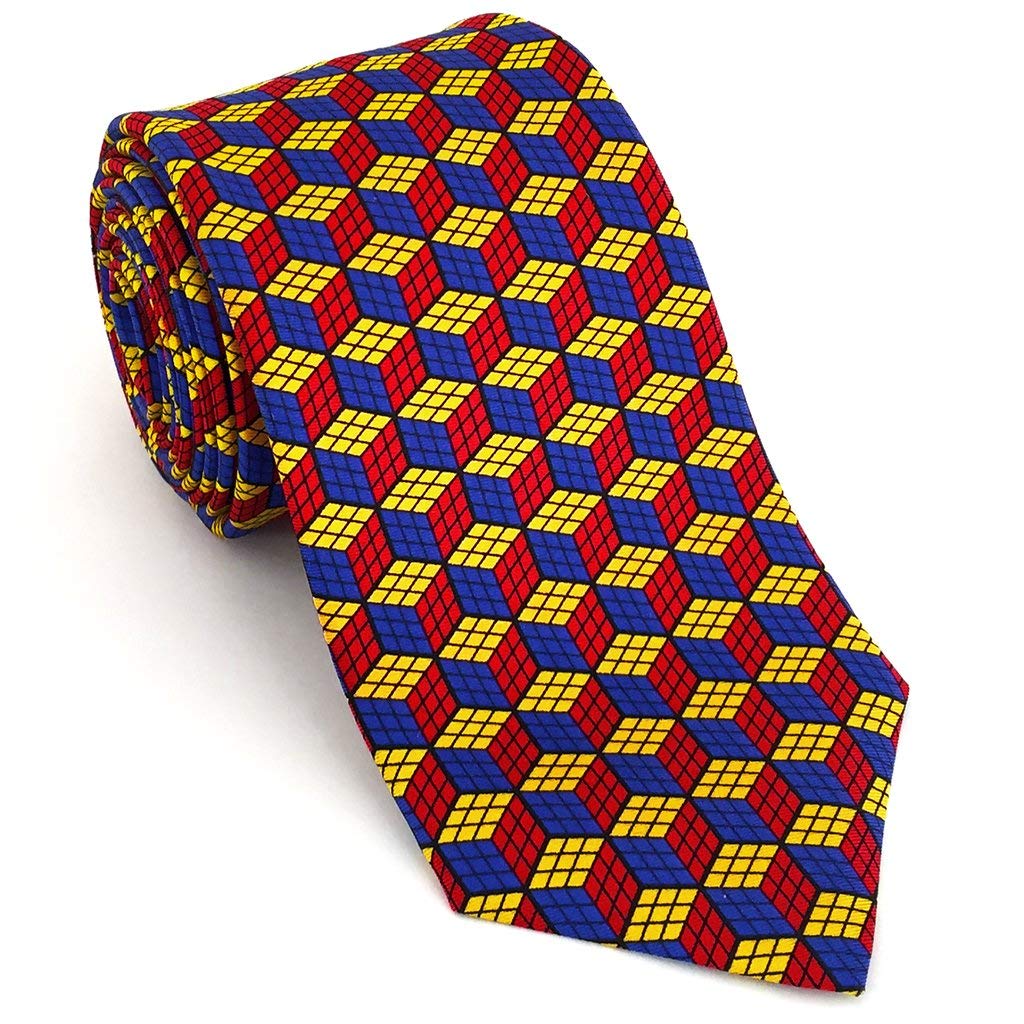 Men's Cubix Math Puzzle Silk Tie - Unique Geometric Cube Design Necktie for Professionals & Gifts - Made in USA - Perfect for Office, Weddings & Formal Events