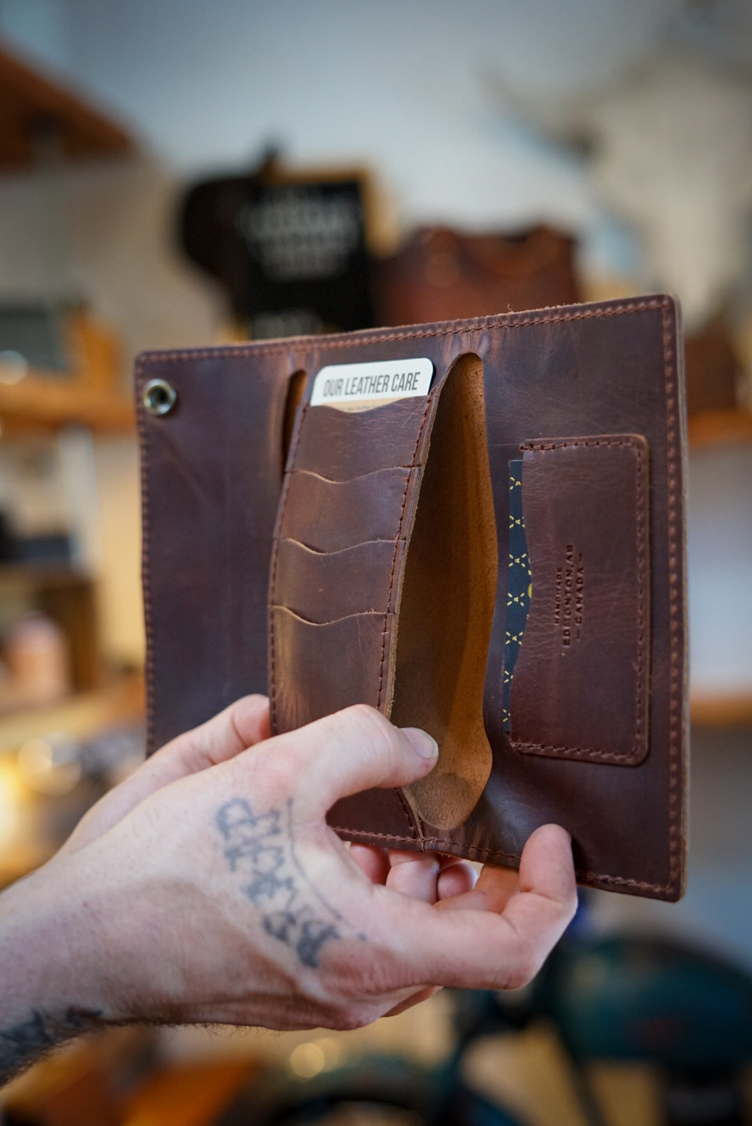 Premium Trifold Long Leather Wallet for Men - Hardtimes Brown | RFID Blocking | Slim & Durable | Perfect for Everyday Use, Travel & Business