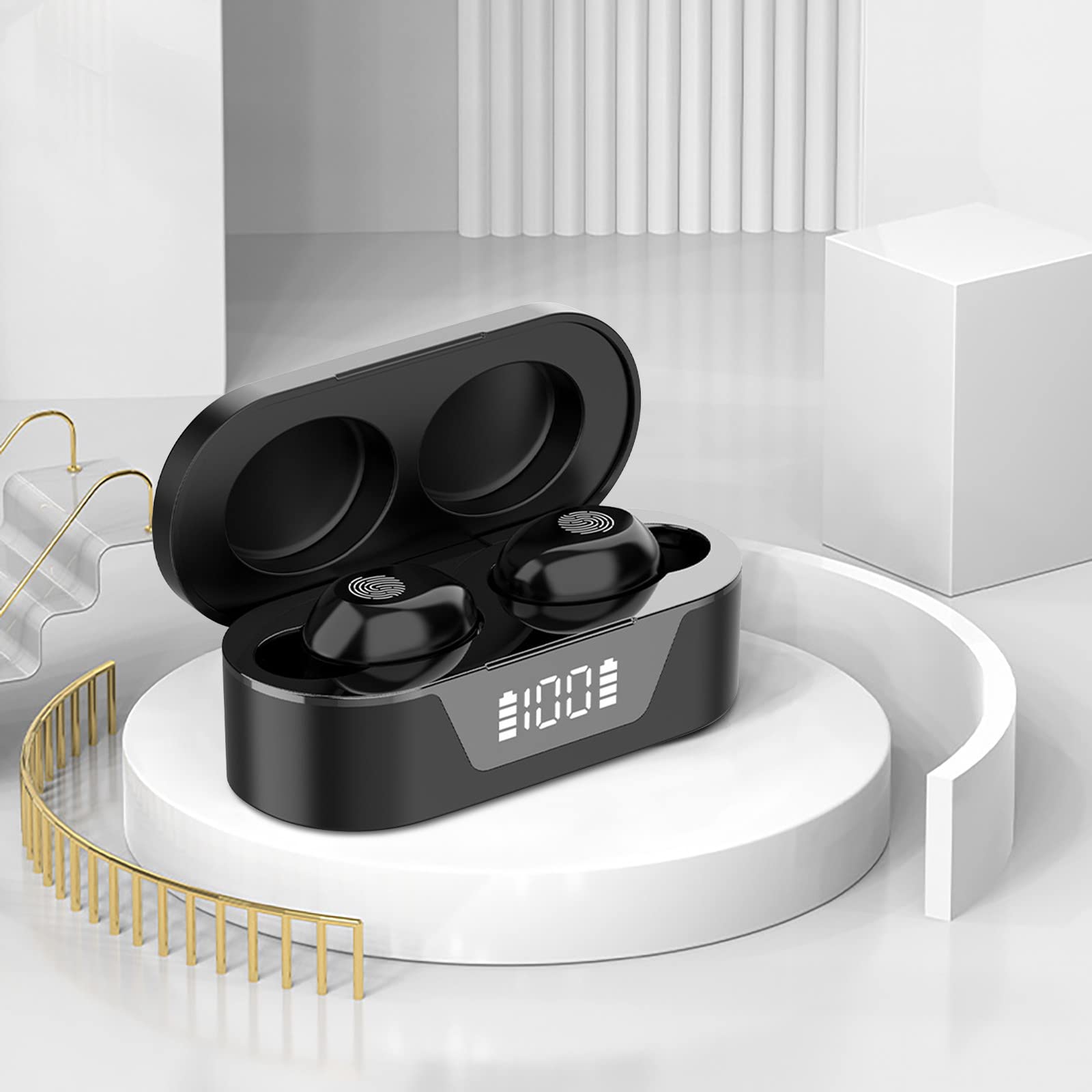 Fiudx Wireless Earbuds Bluetooth 5.2 Headphones - Touch Control, In-Ear Sport Earphones for Running, Gym & Workout | Sweatproof, Noise Cancelling for Commuting & Travel