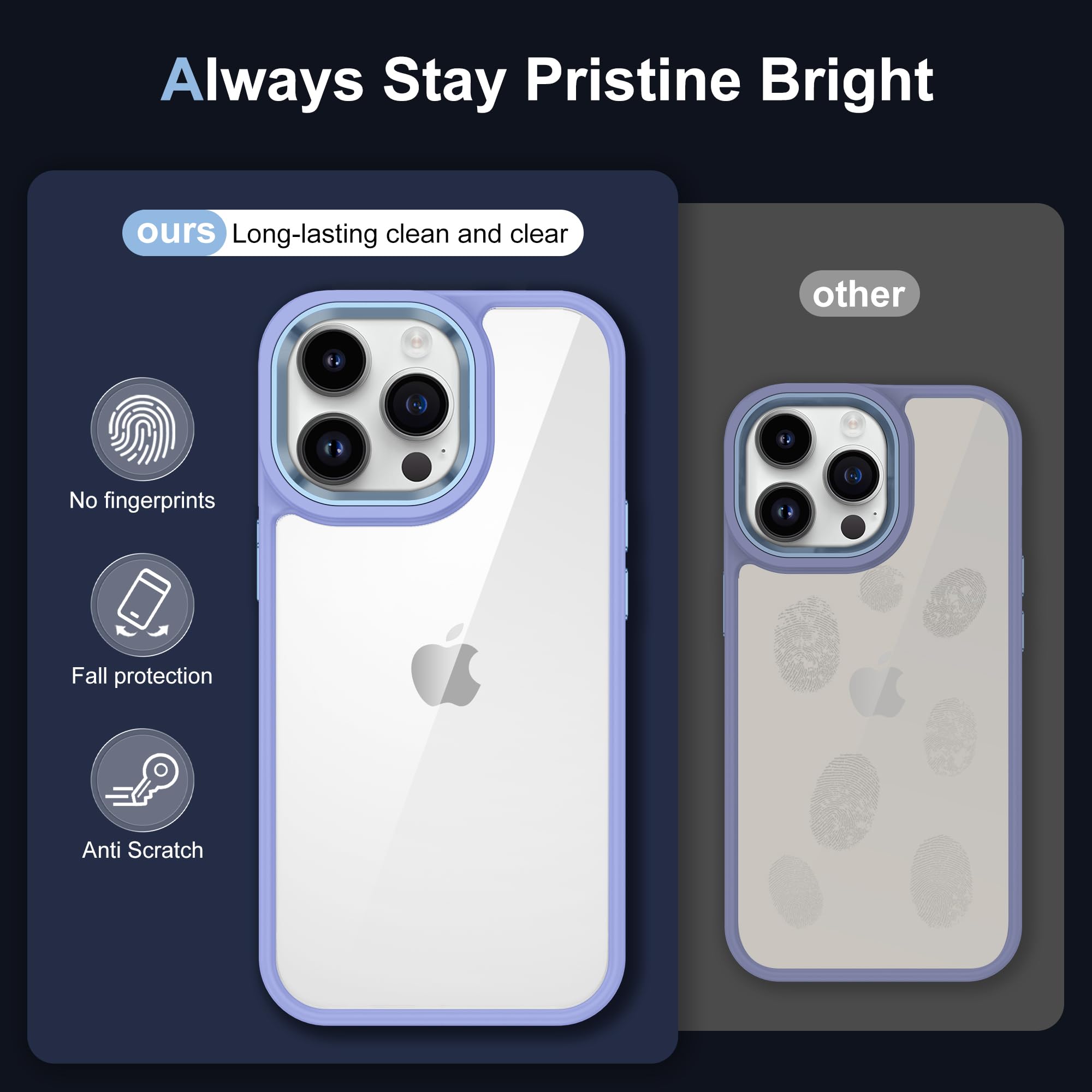 Premium Shockproof Bumper Case for iPhone 15 Pro (6.1-Inch) - Anti-Yellowing Clear Back Cover with Military-Grade Protection - Compatible with iPhone 15 Pro (Purple) - Perfect for Outdoor Activities, Work & Daily Use