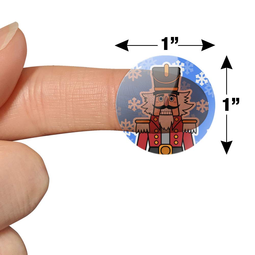 1 Inch Grinning Nutcracker Soldier with Snowflakes Clear Stickers for Planner, Calendar, Scrapbooking & DIY Crafts - Perfect for Holiday Decorations, Gift Wrapping and Journaling