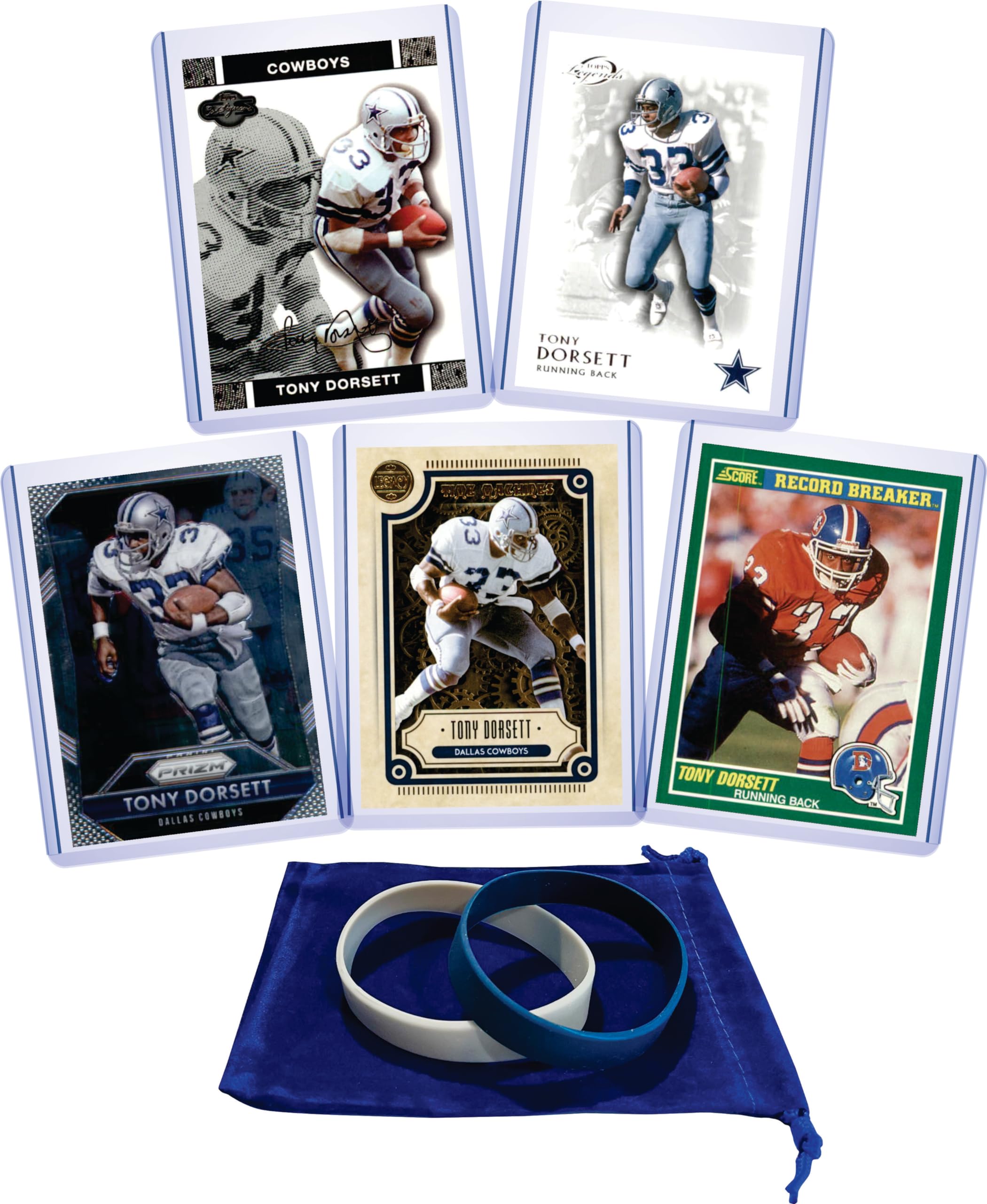 Tony Dorsett Dallas Cowboys Football Cards (5-Pack) - Vintage NFL Collectibles for Fans & Gift Giving - Perfect for Sports Memorabilia Displays & Trading