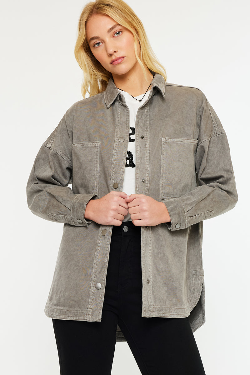 Claire Oversized Shirt Jacket for Women - Stylish Long Sleeve Button Down Shacket - Perfect for Casual Outfits, Layering & Fall Fashion