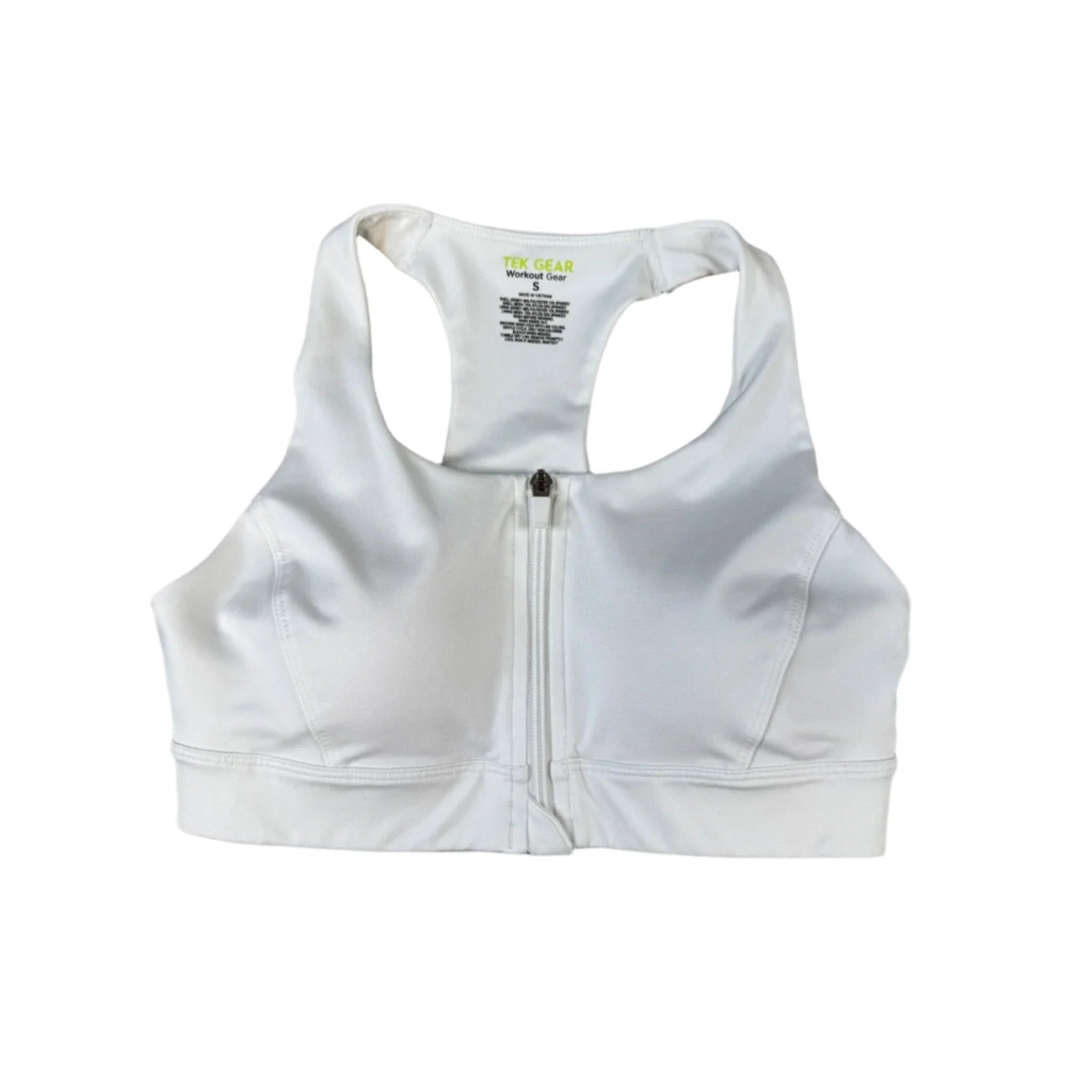 Tek Gear Women's White Athletic Sports Bra - Size S - Comfortable & Supportive for Yoga, Running & Gym Workouts